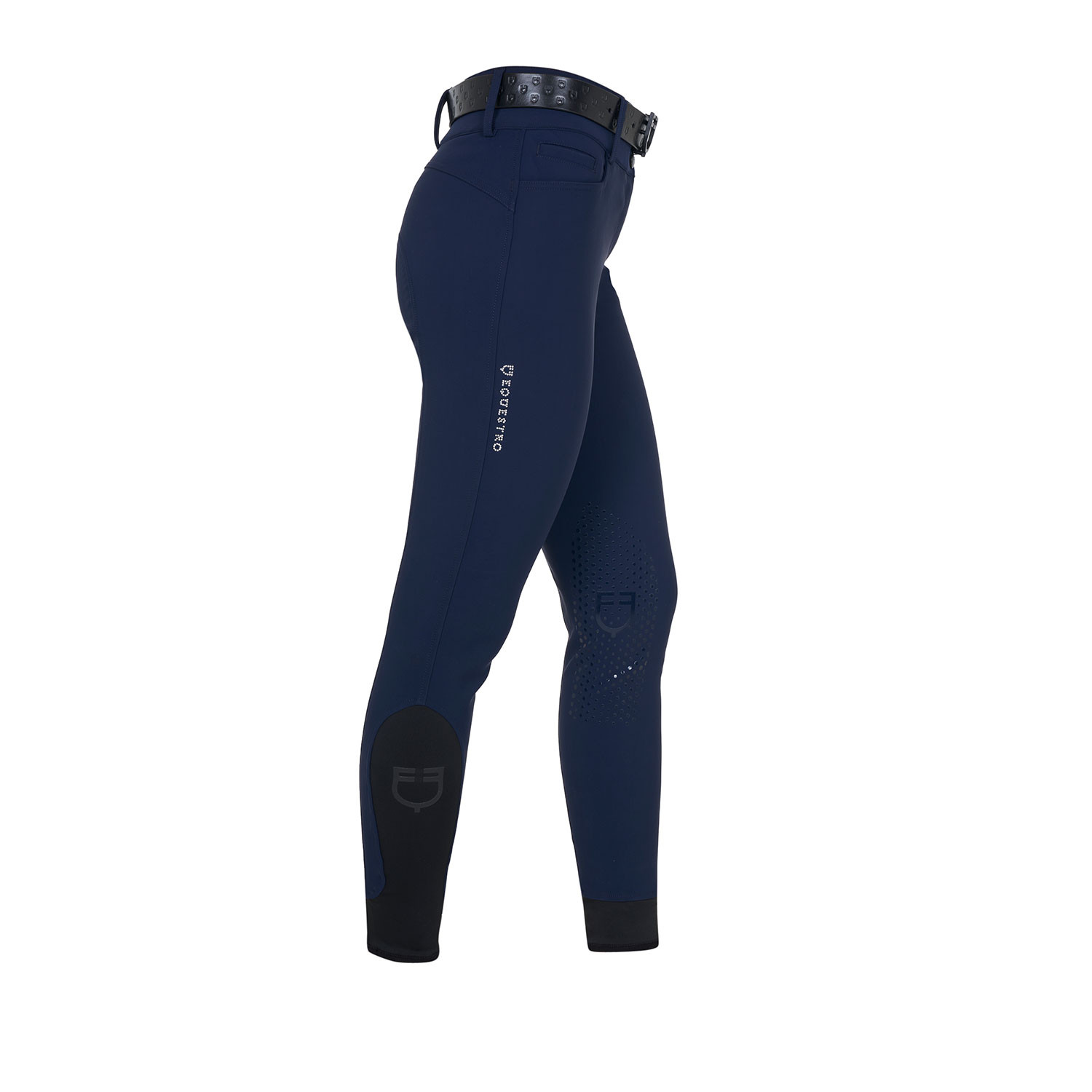 Dames rijbroek met hoge taille en strasslogo