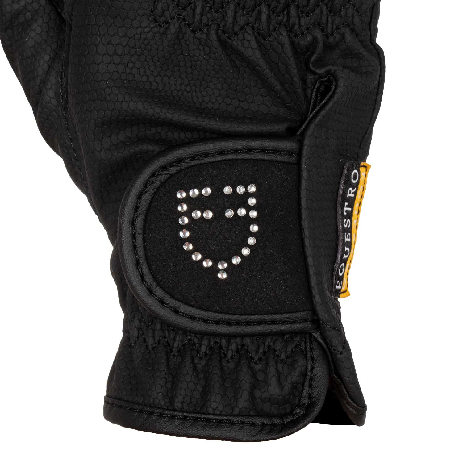 Handschuhe aus weichem technischem Material mit Glitzer-Logo