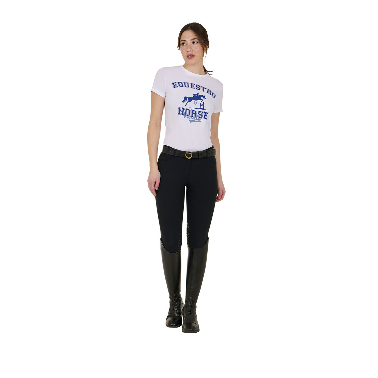 Baumwoll-T-Shirt Horse Varsity für Damen