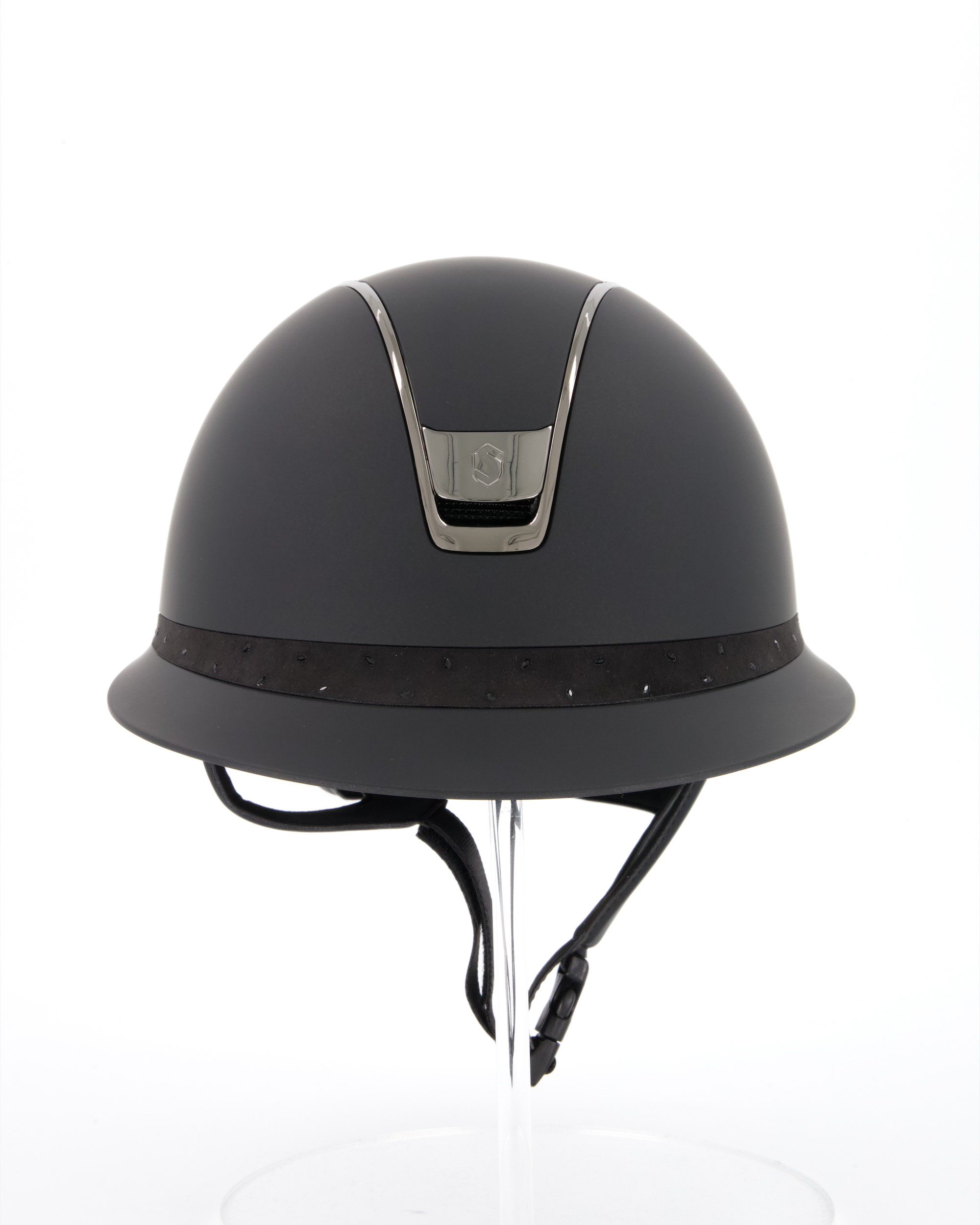 Reithelm 2.0 Shadowmatt black, Frontalband Crystal Comet light, Trim u. Blason Chrome Black