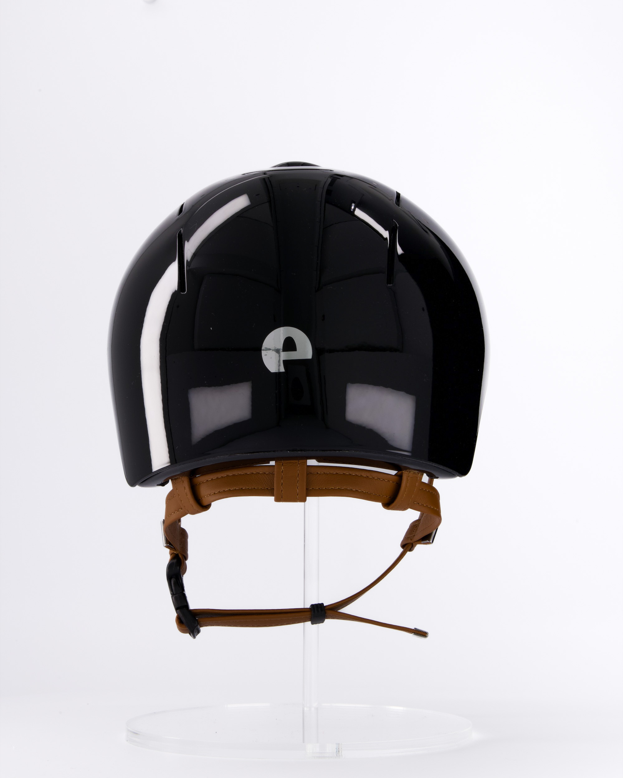 Riding helmet Cromo ABS Cromo Smart Polish in black with beige chin strap