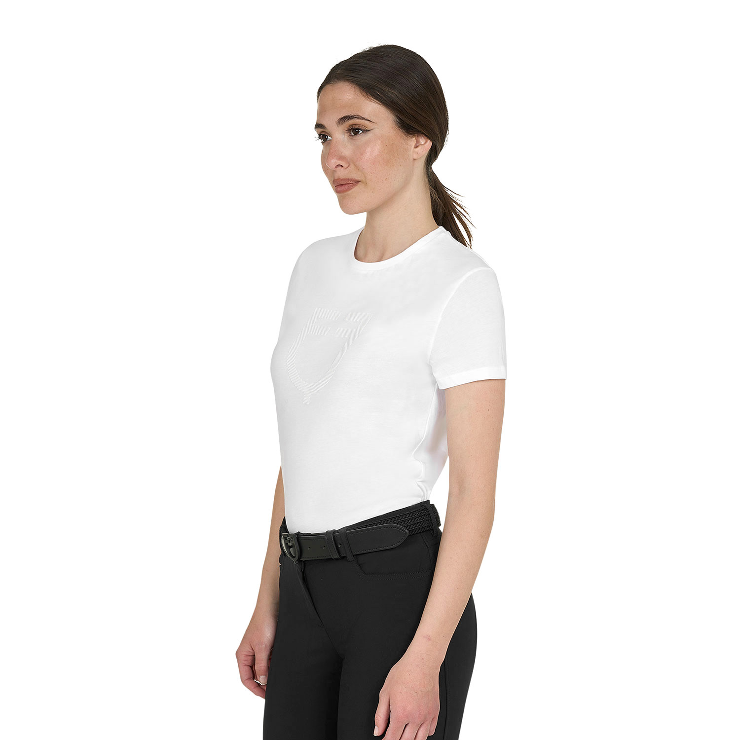 Basic T-Shirt mit tonalem Glanzlogo