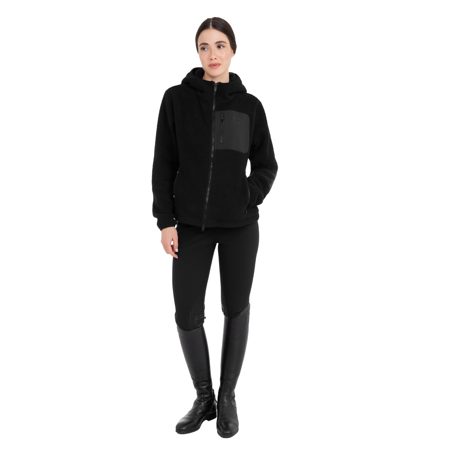 Damen-Teddyfleece-Kapuzenjacke mit Reißverschluss