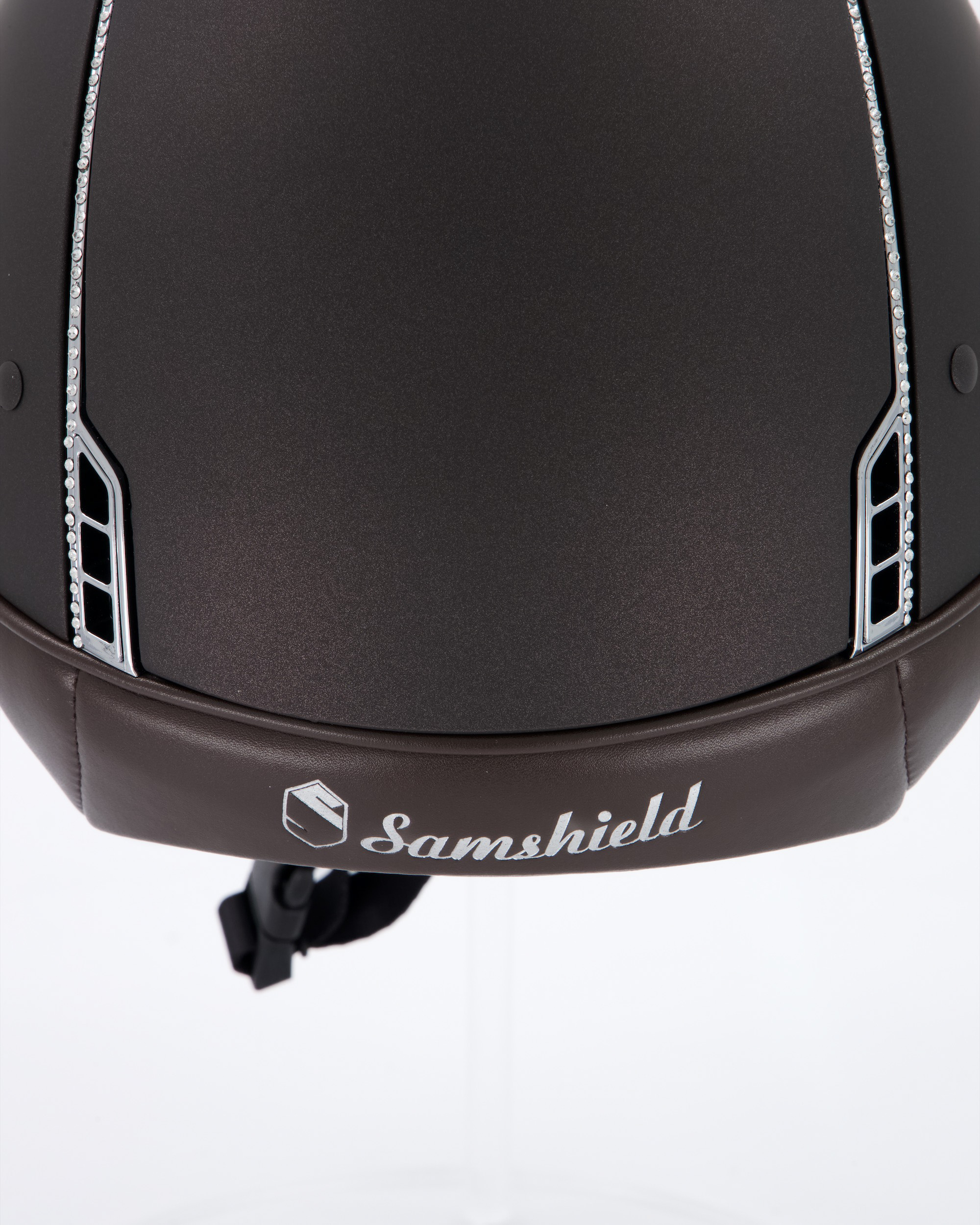 Riding helmet Shadowmatt Chrome with 255 Swarovski in brown