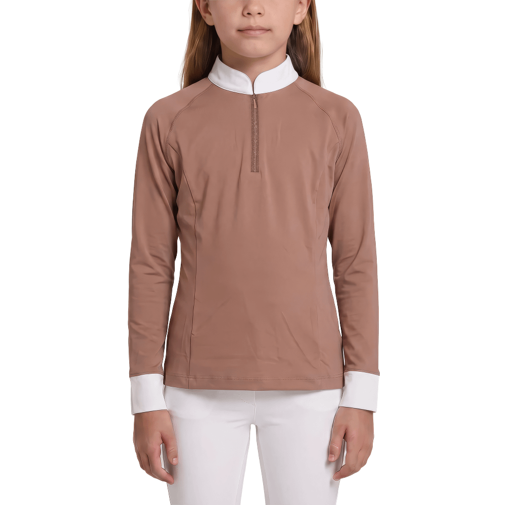Turniershirt Classic Mädchen langarm mit Glitzerreißverschluss