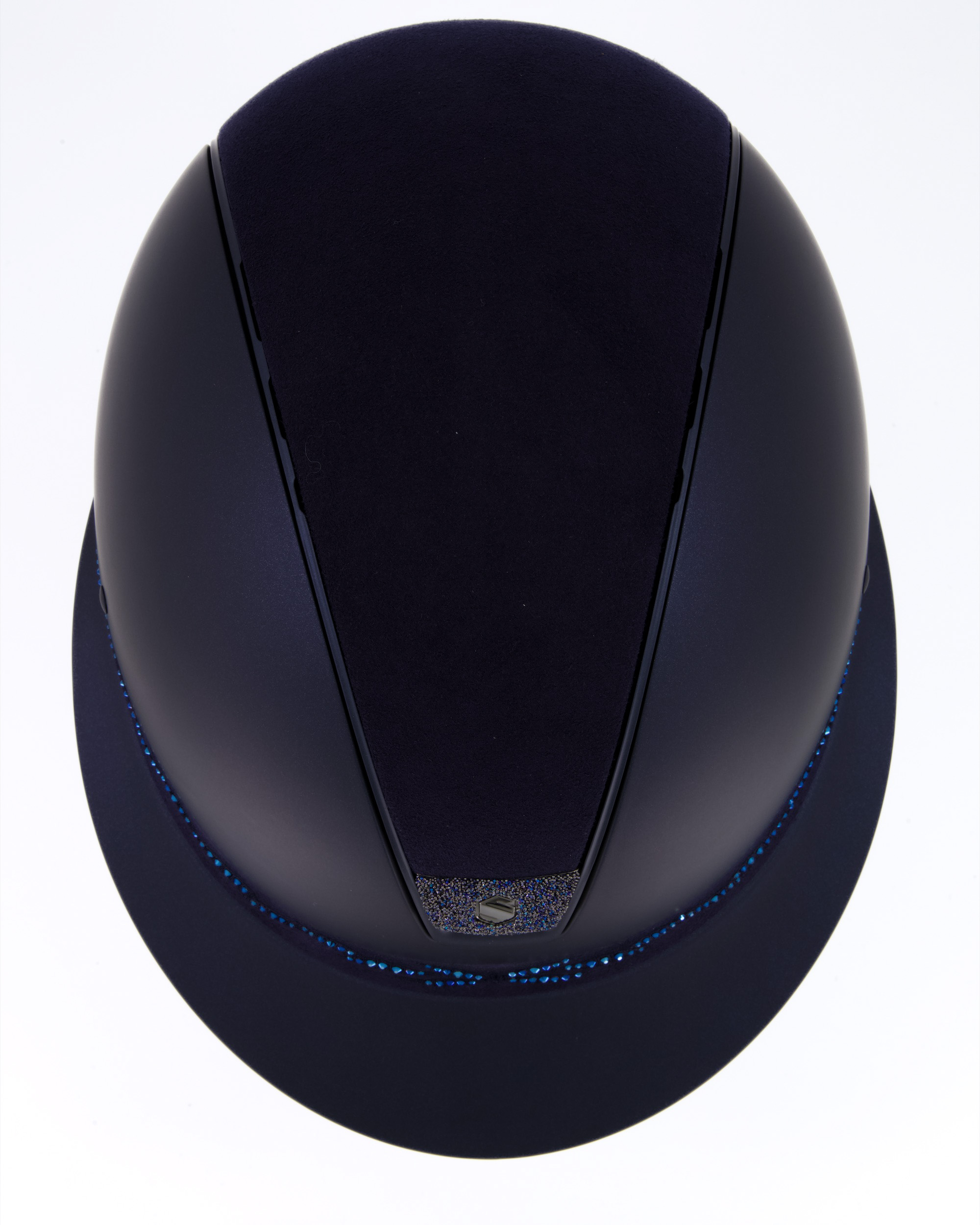 Reithelm Miss Shield Shadowmatt, Top Alcantara Blue, Frontal Band Flower Swarovski Light Sapphire, Trim Matt Navy, Blason Crystal Fabric Bermuda Blue in blau