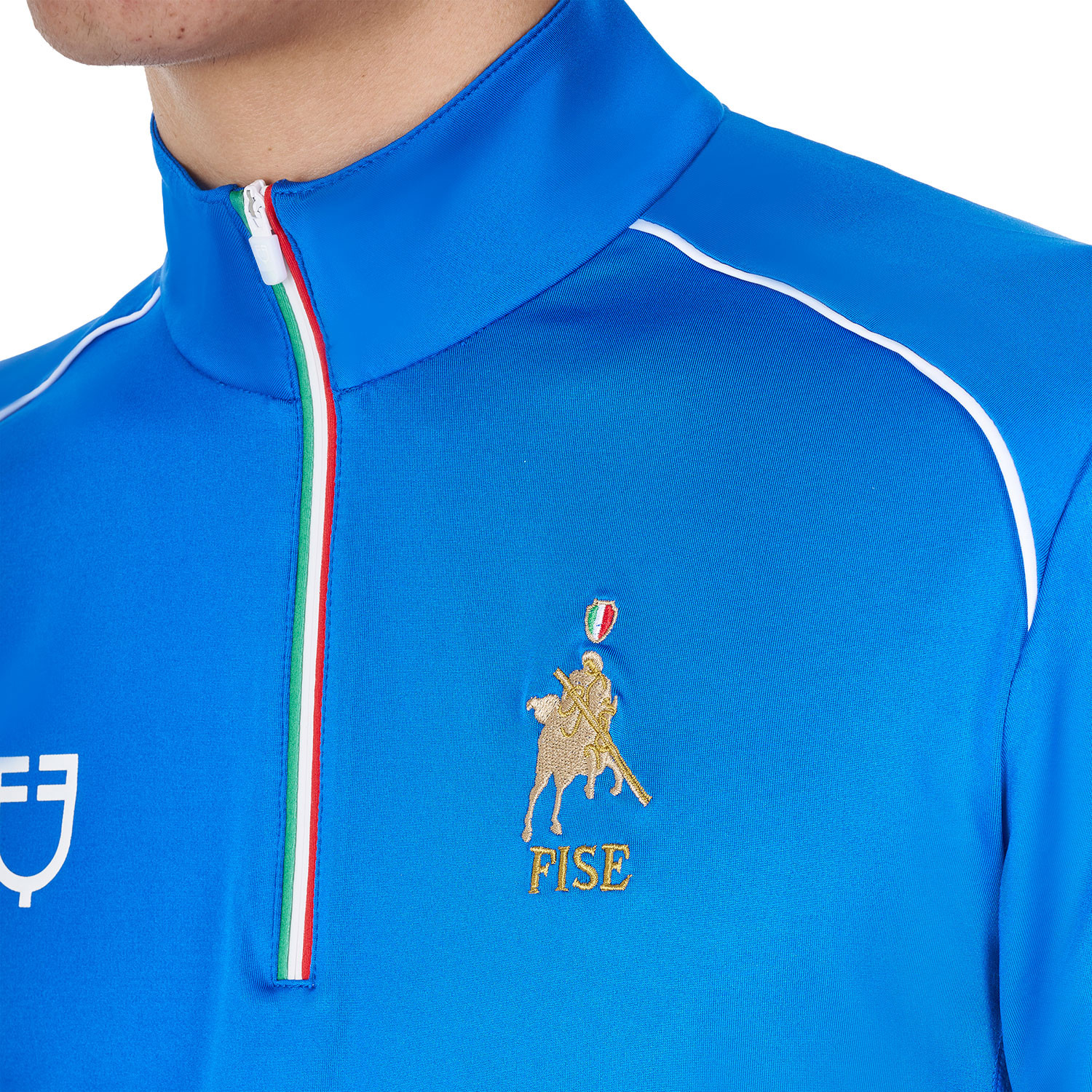 Herren-Trainingspolo mit Reißverschluss in italienischen Farben X FISE