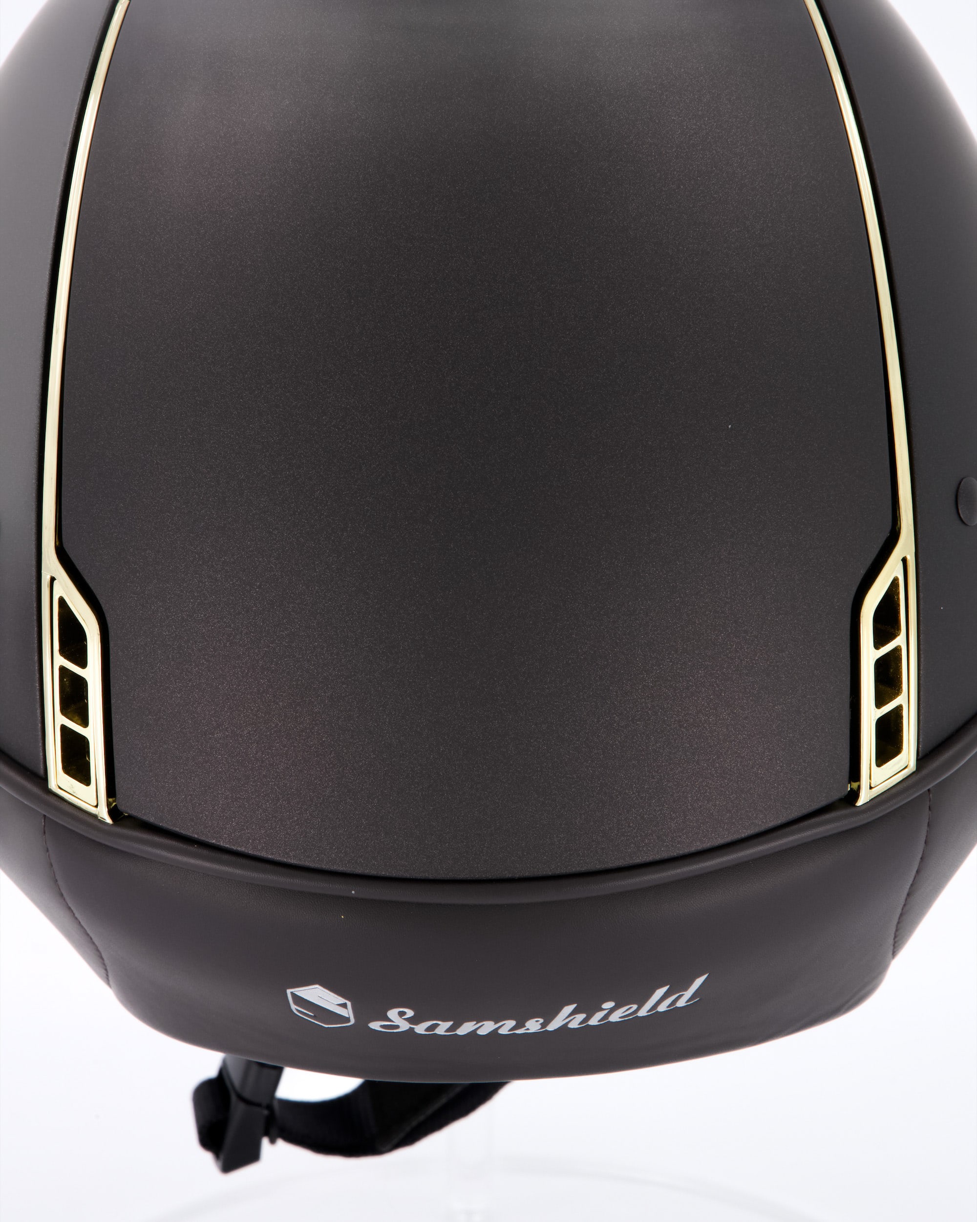 Reithelm Shadowmatt Chrome Gold 5 Swarovski Gold in braun Reithelm Shadowmatt Chrome Gold 5 Swarovski Gold in braun