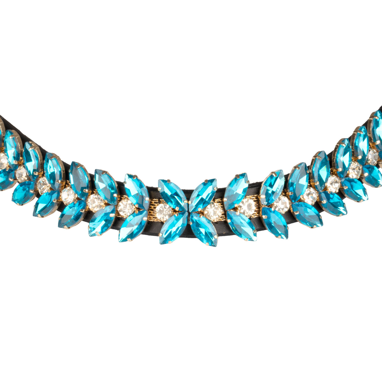 Stirnriemen Blue Jets Crystal aus Leder