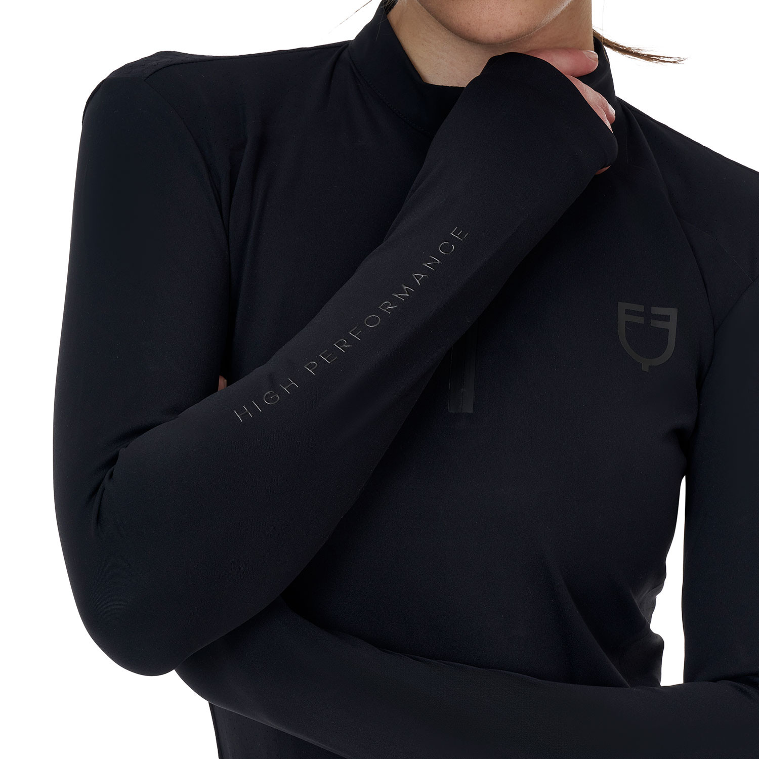Damen-Trainingspoloshirt mit langen Ärmeln und Reißverschluss
