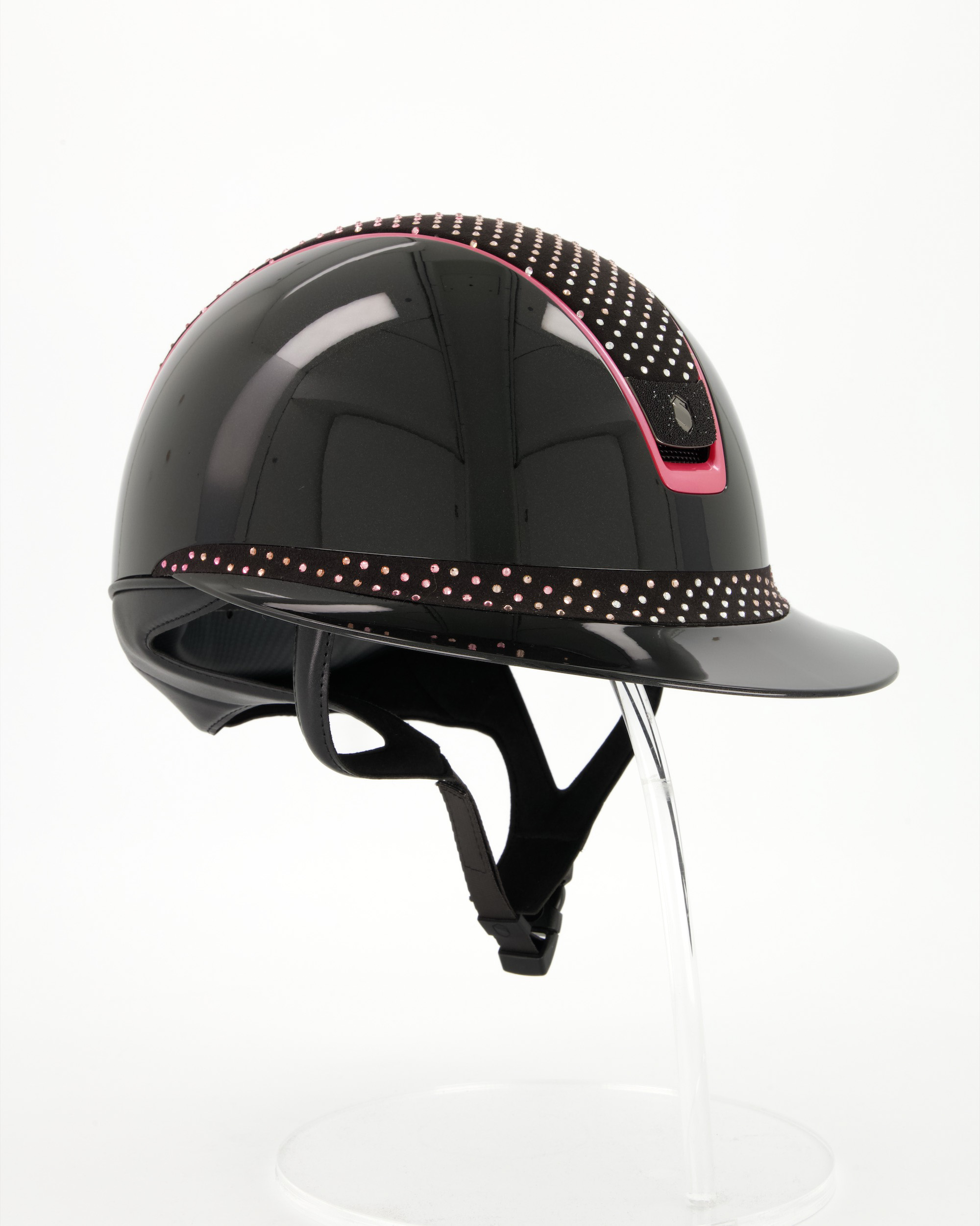 Reithelm Miss Shield 2.0 Shadowglossy black, Top u. Frontalband Sparkling progressive pink, Trim Metallic BabyPink, Blason Crystal Fabric black