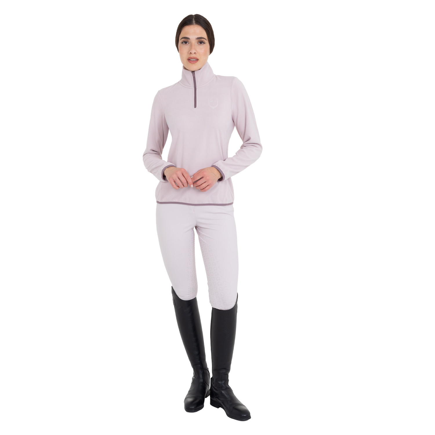 Damen-Fleece-Sweatshirt mit hohem Kragen und 3/4-Reißverschluss