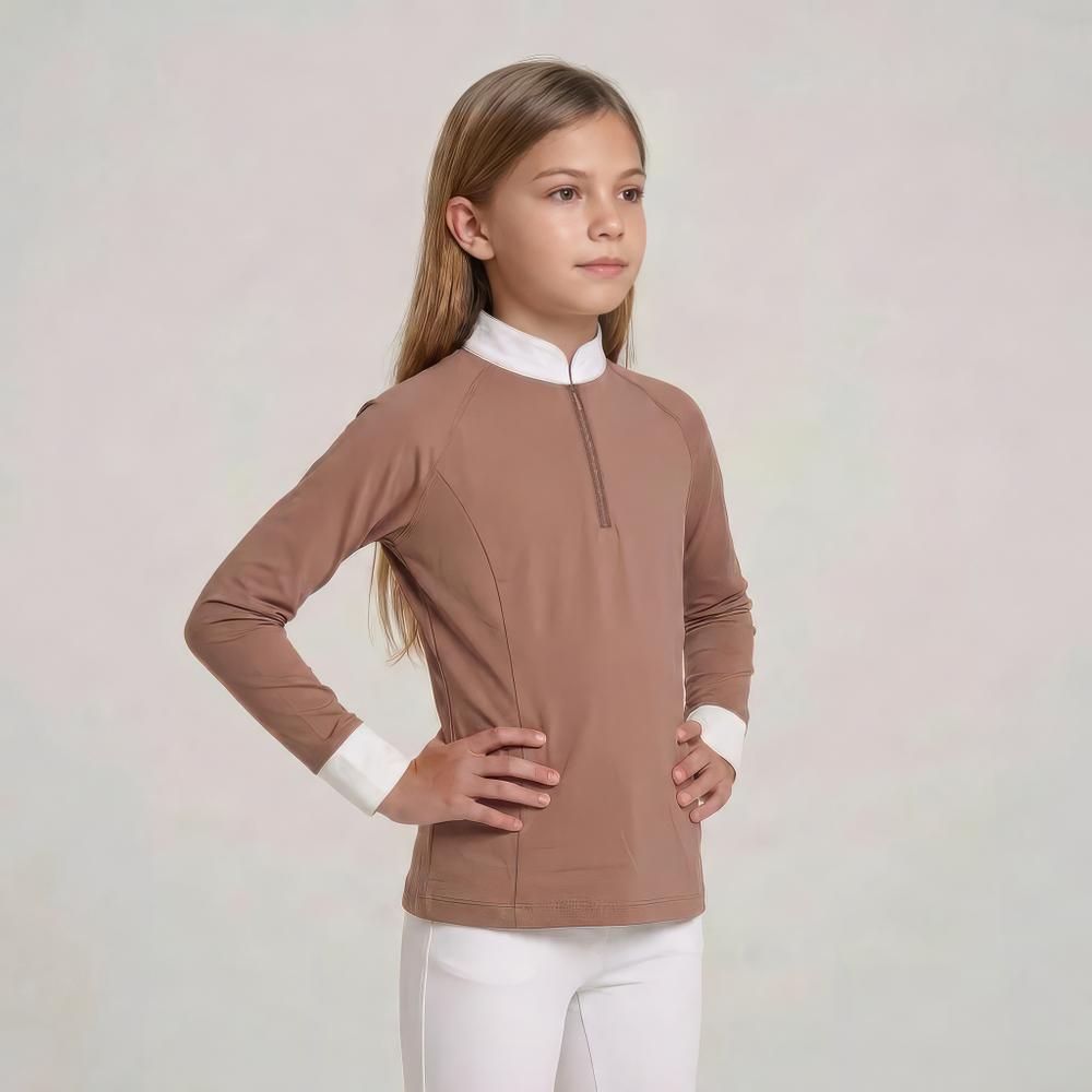 Turniershirt Classic Mädchen langarm mit Glitzerreißverschluss