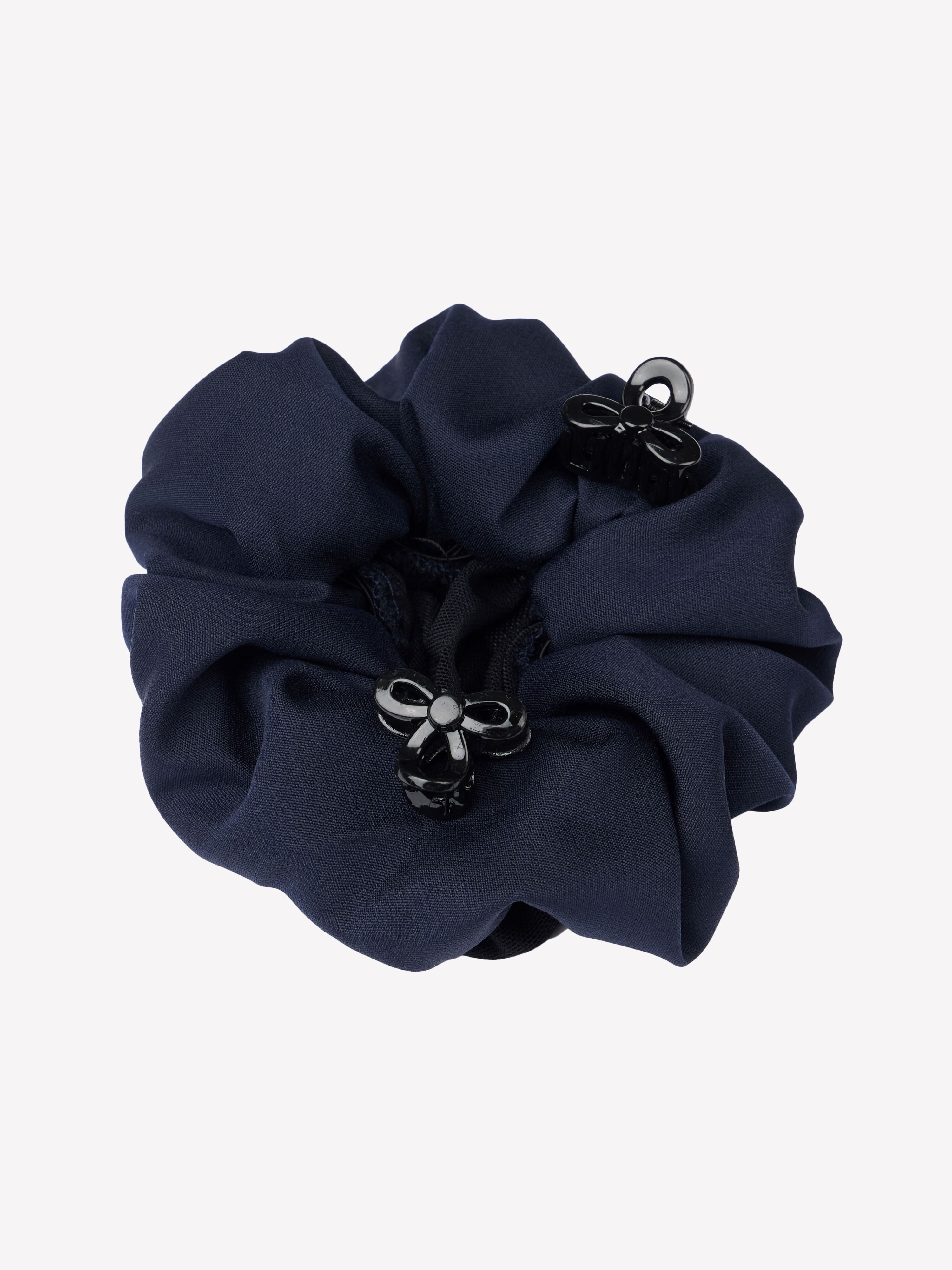 Scrunchie mit Kristall-Haarnetz Navy/Schwarz
