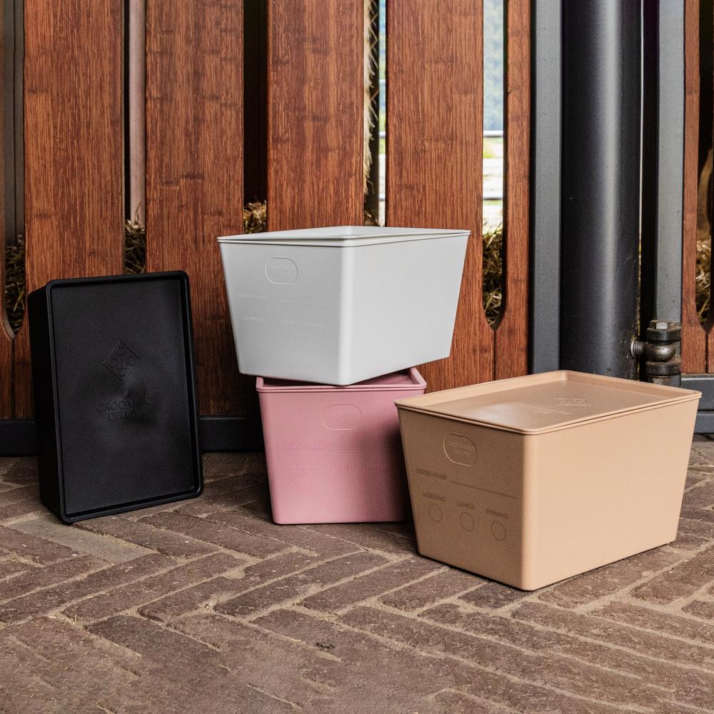 Feed box for horses with lid