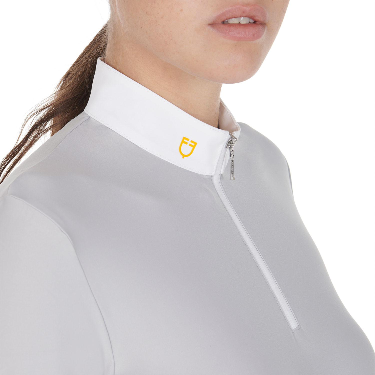 Langarm-Poloshirt aus technischem Fleece für Damen