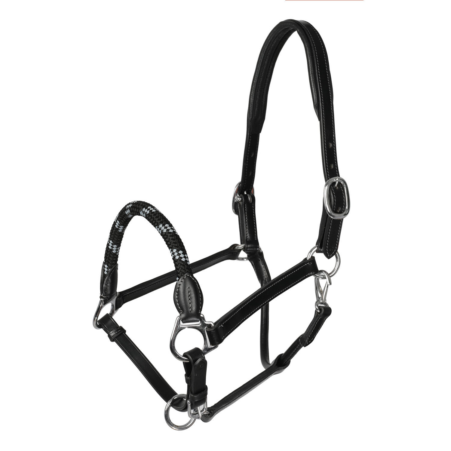 Anatomischer Halfter mit Stricknasenriemen aus Leder