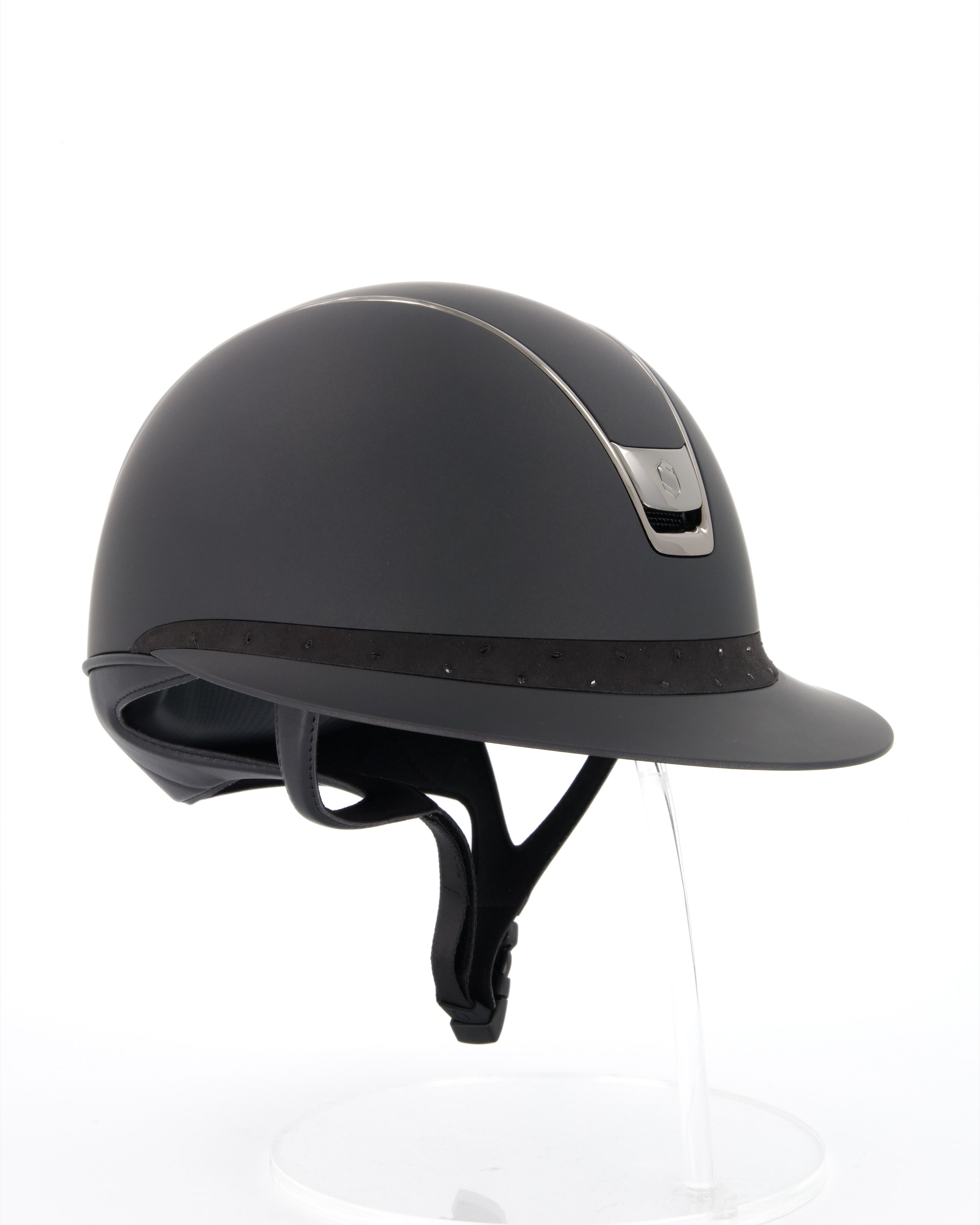 Reithelm 2.0 Shadowmatt black, Frontalband Crystal Comet light, Trim u. Blason Chrome Black