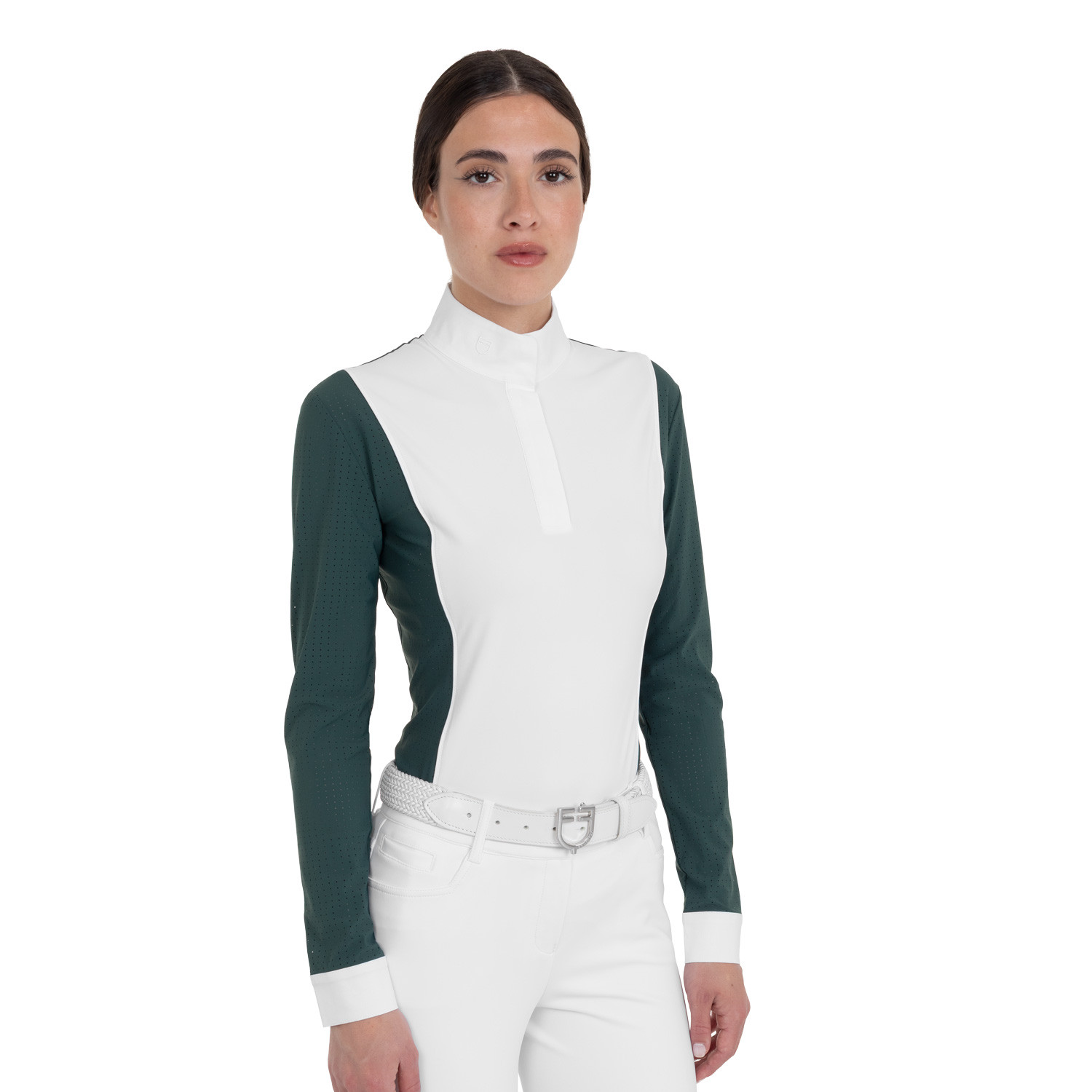 Perforiertes langärmliges Damen-Turnierpolo