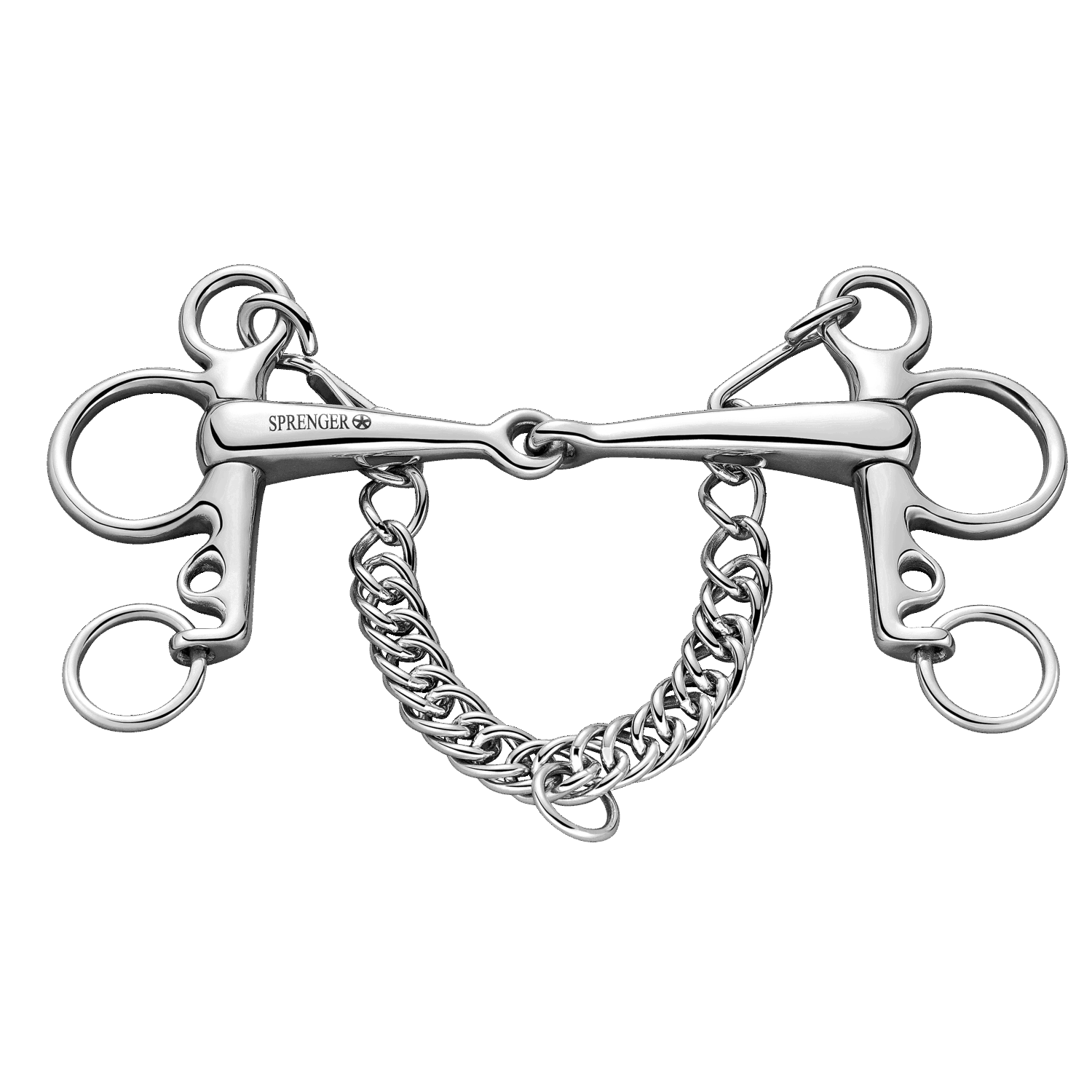 Pelham 16 mm einfach gebrochen, kurzer Unterzug - Edelstahl rostfrei