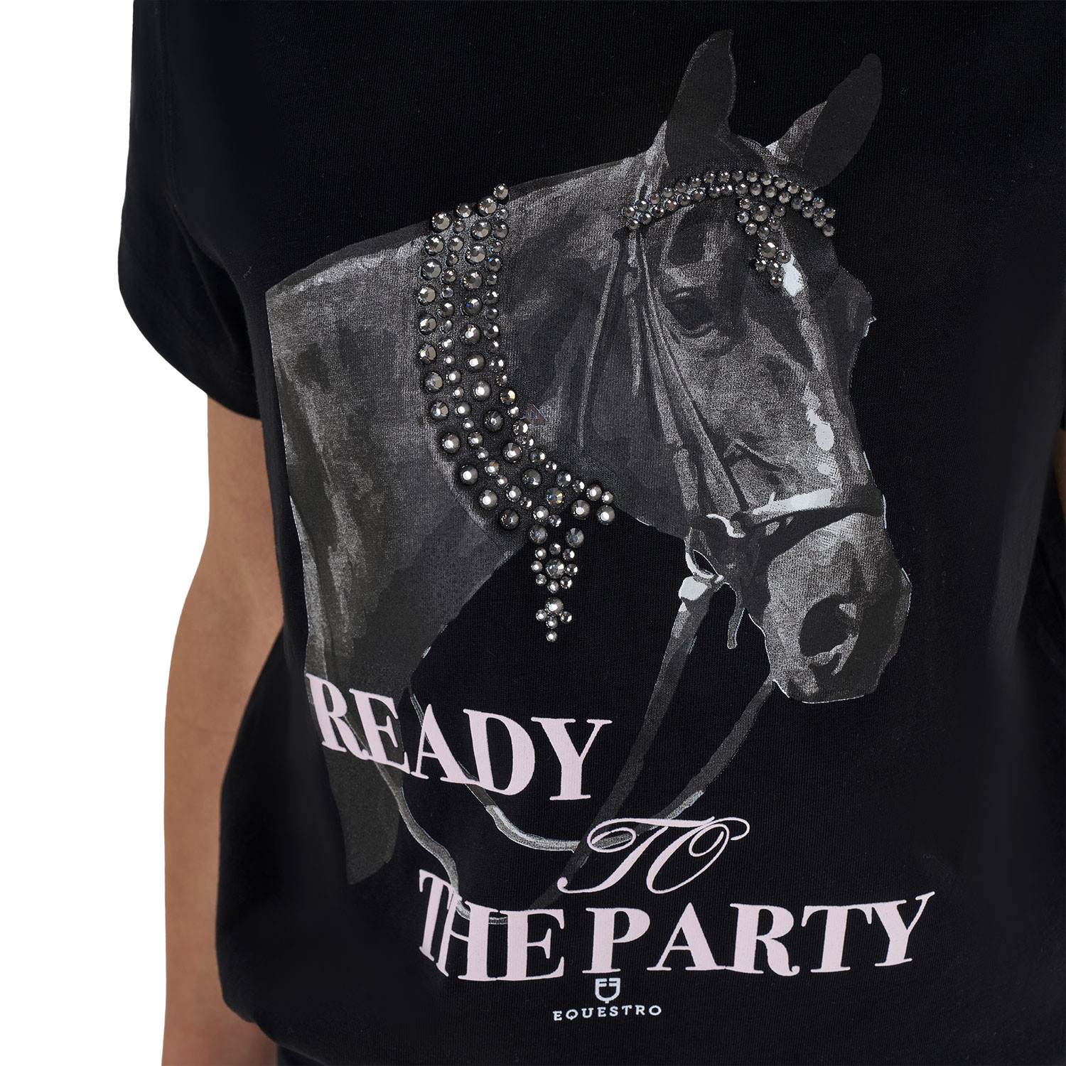 Mädchen-Baumwoll-T-Shirt Ready To The Party mit Strasssteinen