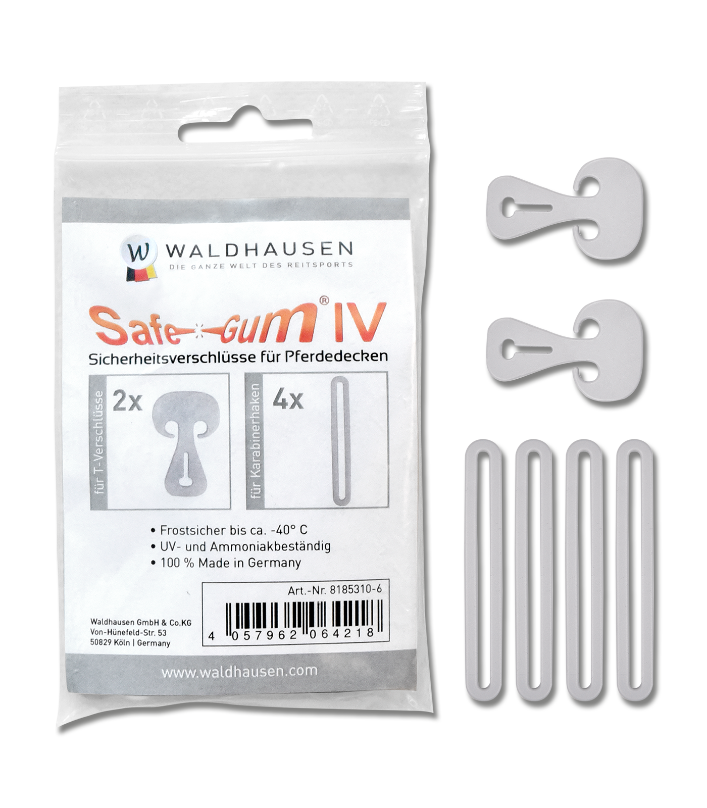 Safe-Gum, silver grey, Set of 6 pieces assorted