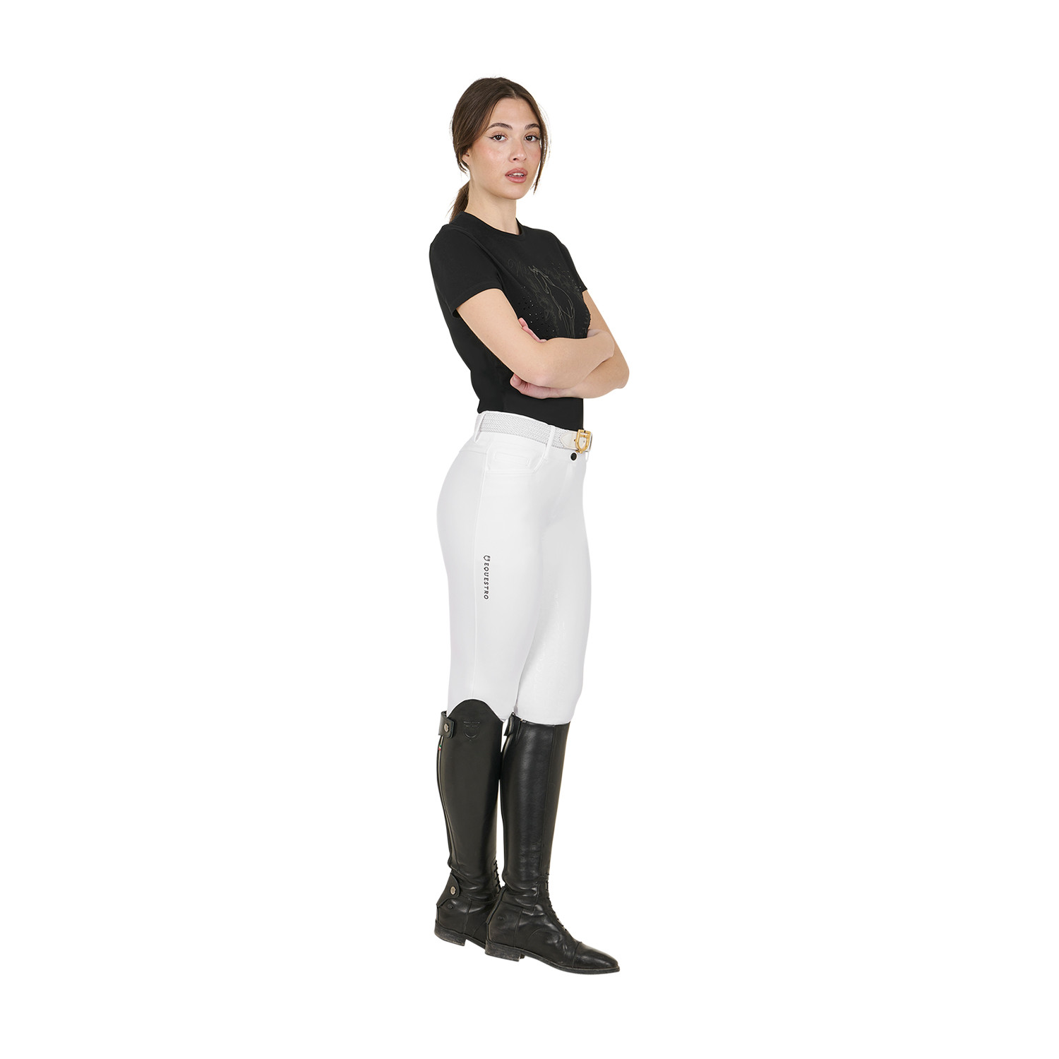 Damen-Reithose High Waist mit Vollbesatz