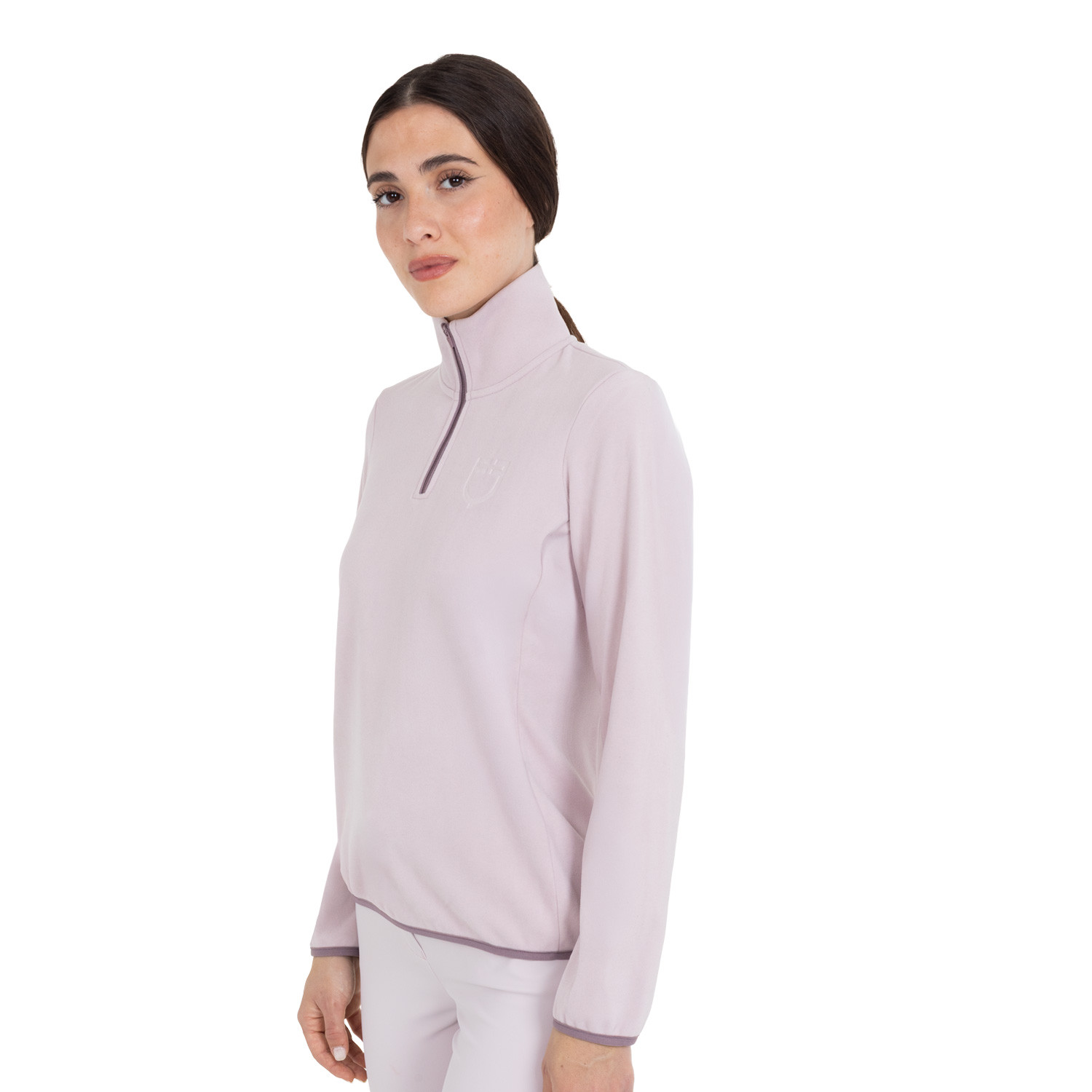 Damen-Fleece-Sweatshirt mit hohem Kragen und 3/4-Reißverschluss