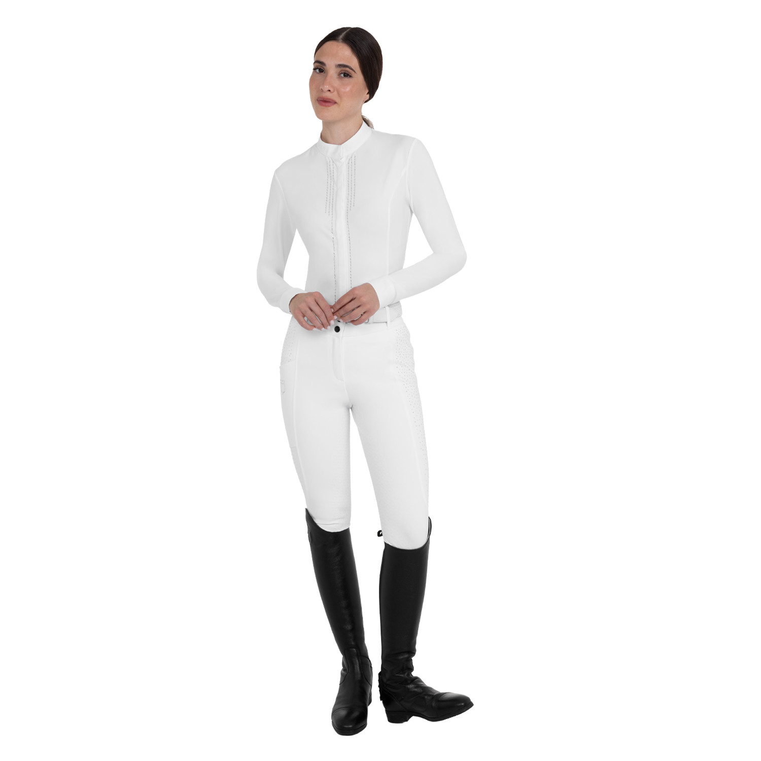 Damen-Vollbesatz-Reithose mit hohem Bund und Strasssteinen