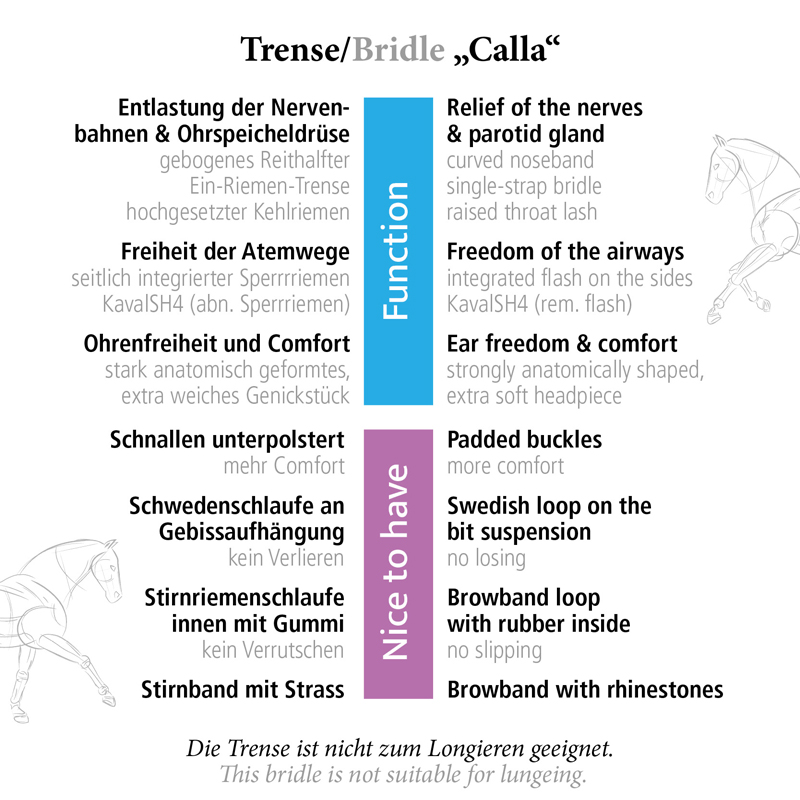 Trense "Calla" eng.-komb. mit Strassstirnband