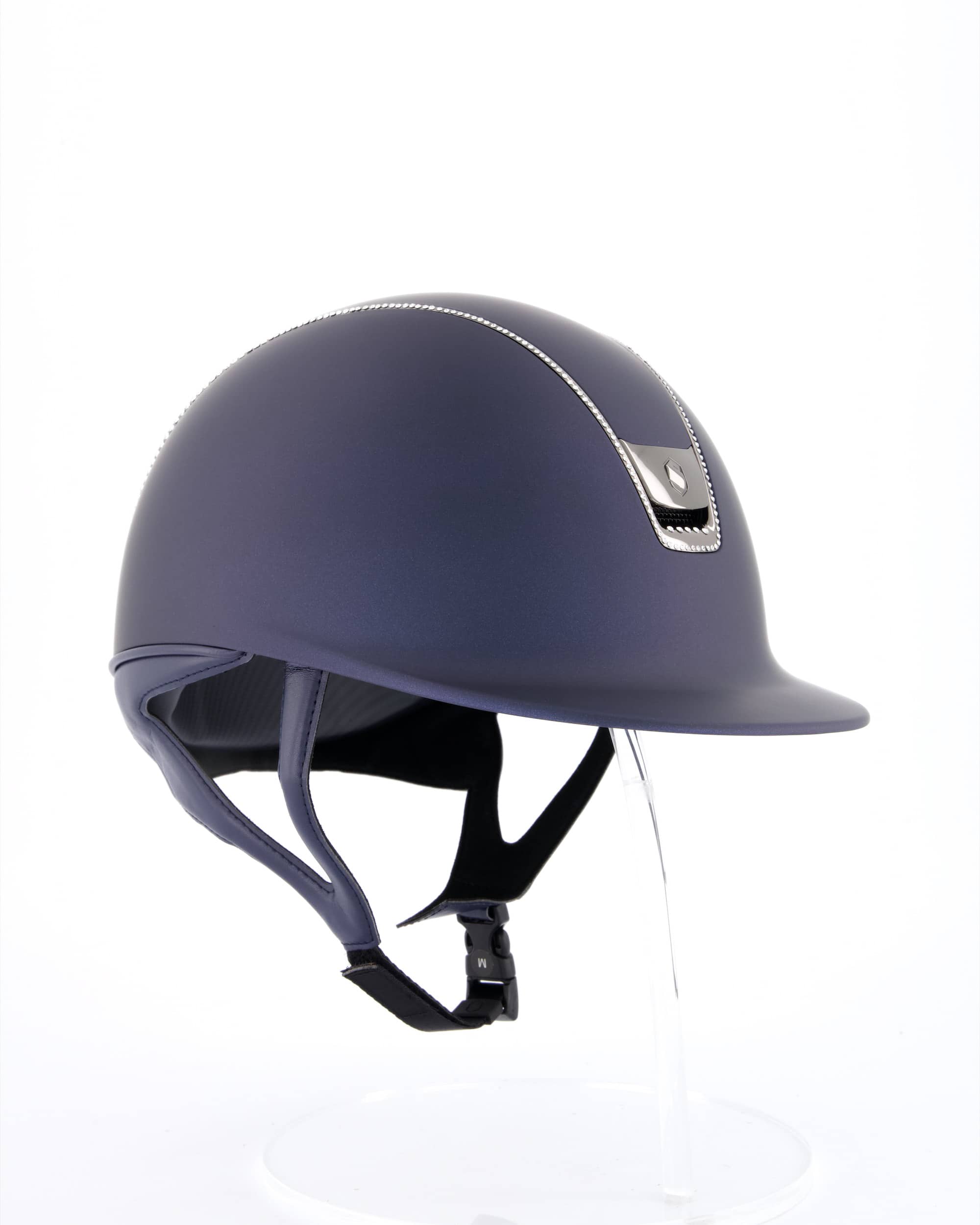 Reithelm 2.0 Shadowmatt Black Chrome 300 Swarovski in blau