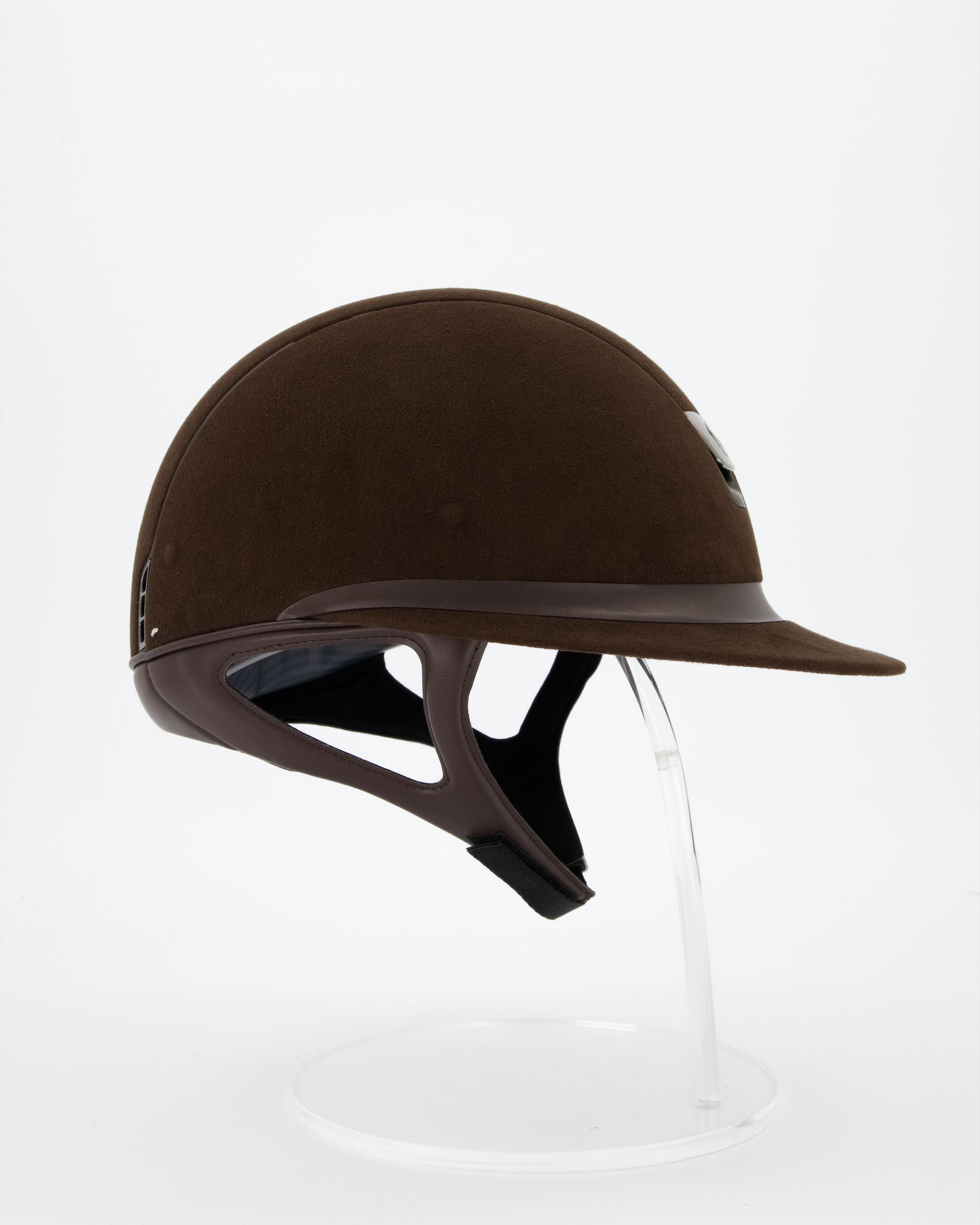 Riding helmet Miss Shield Premium Alcantara Frontalband Leather Matt Bronze in brown