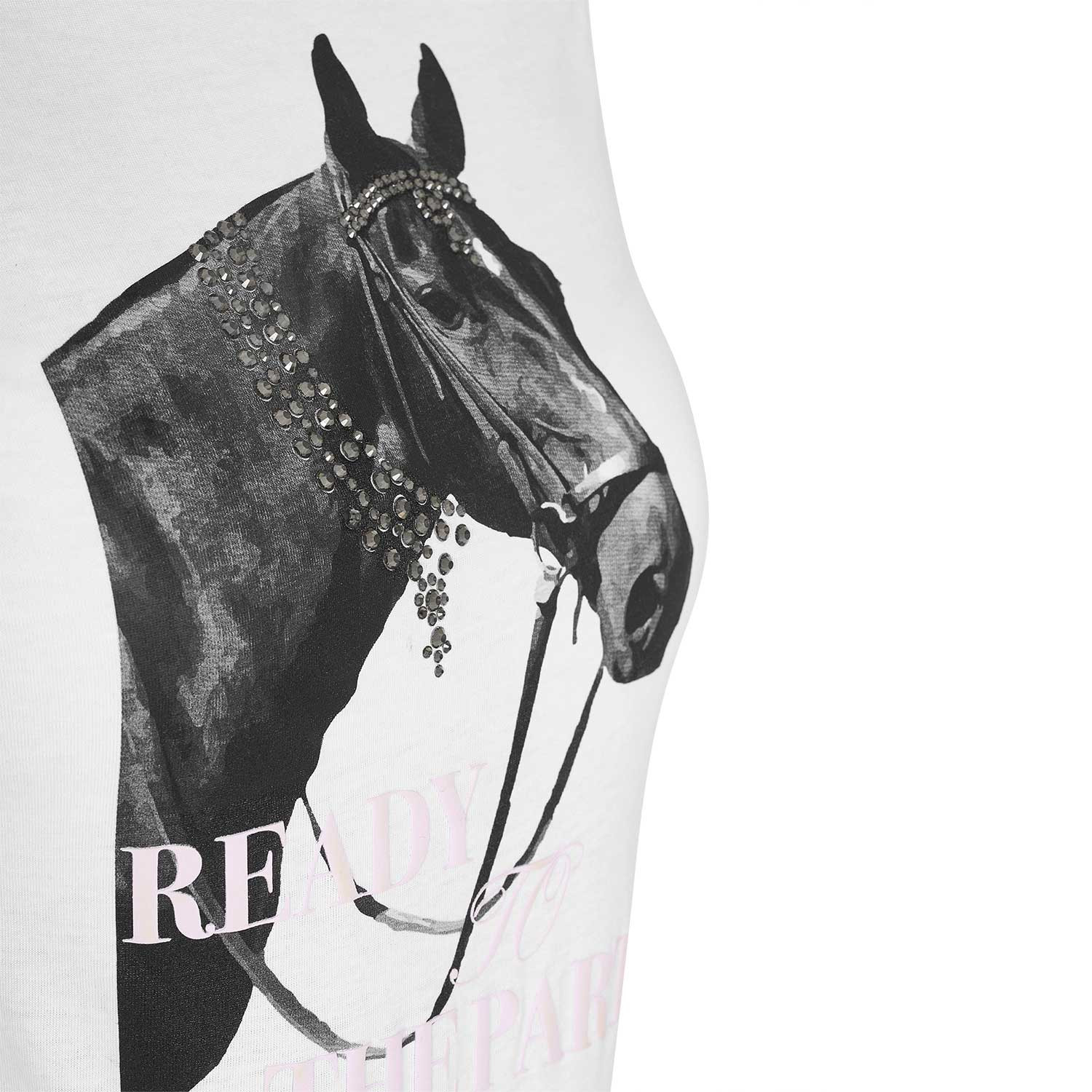 Ready To The Party Damen-Baumwoll-T-Shirt mit Strasssteinen