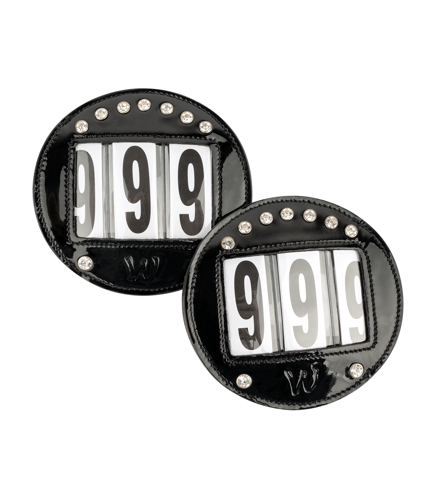 Numéros de tête en cuir verni, noir