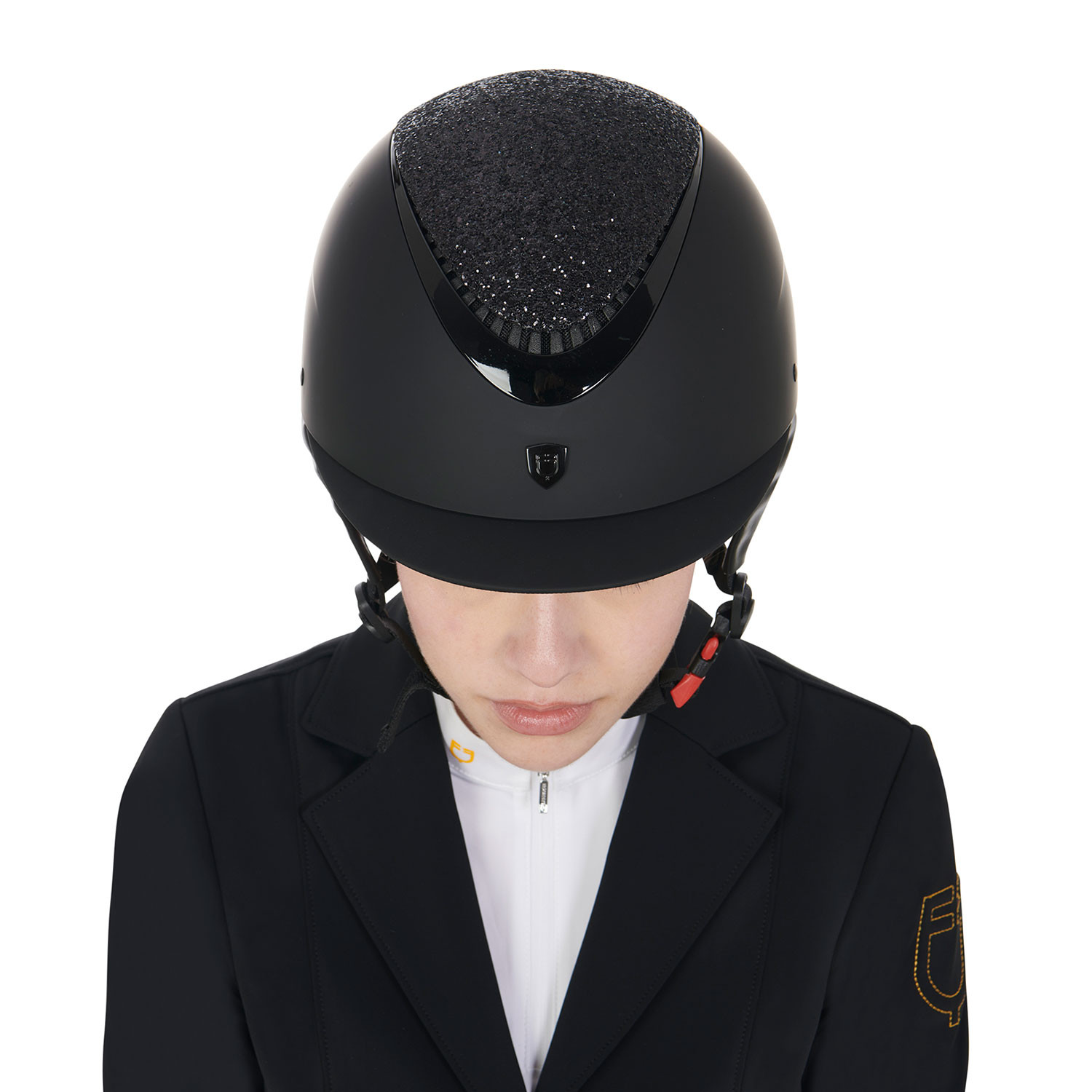 Helm mit schmalem Visier und Strasssteinen, EN 1384-2023