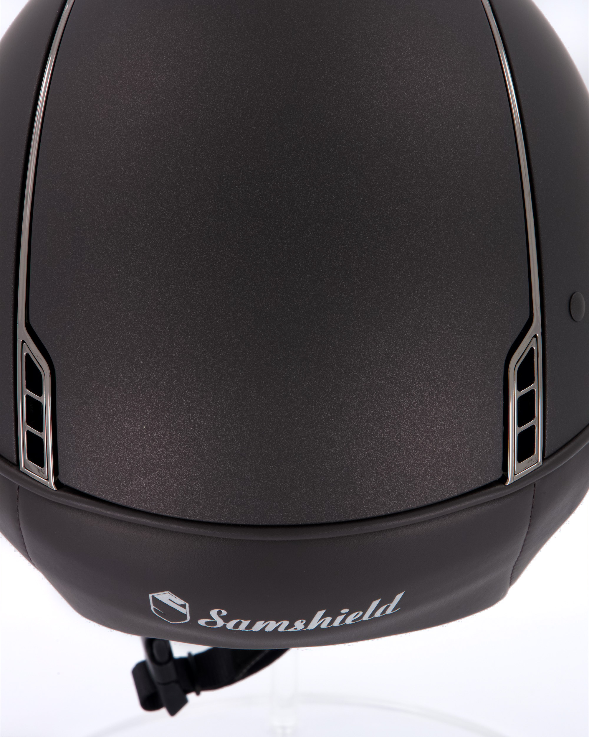 Riding helmet Shadowmatt Chrome Black with 5 Swarovski in brown