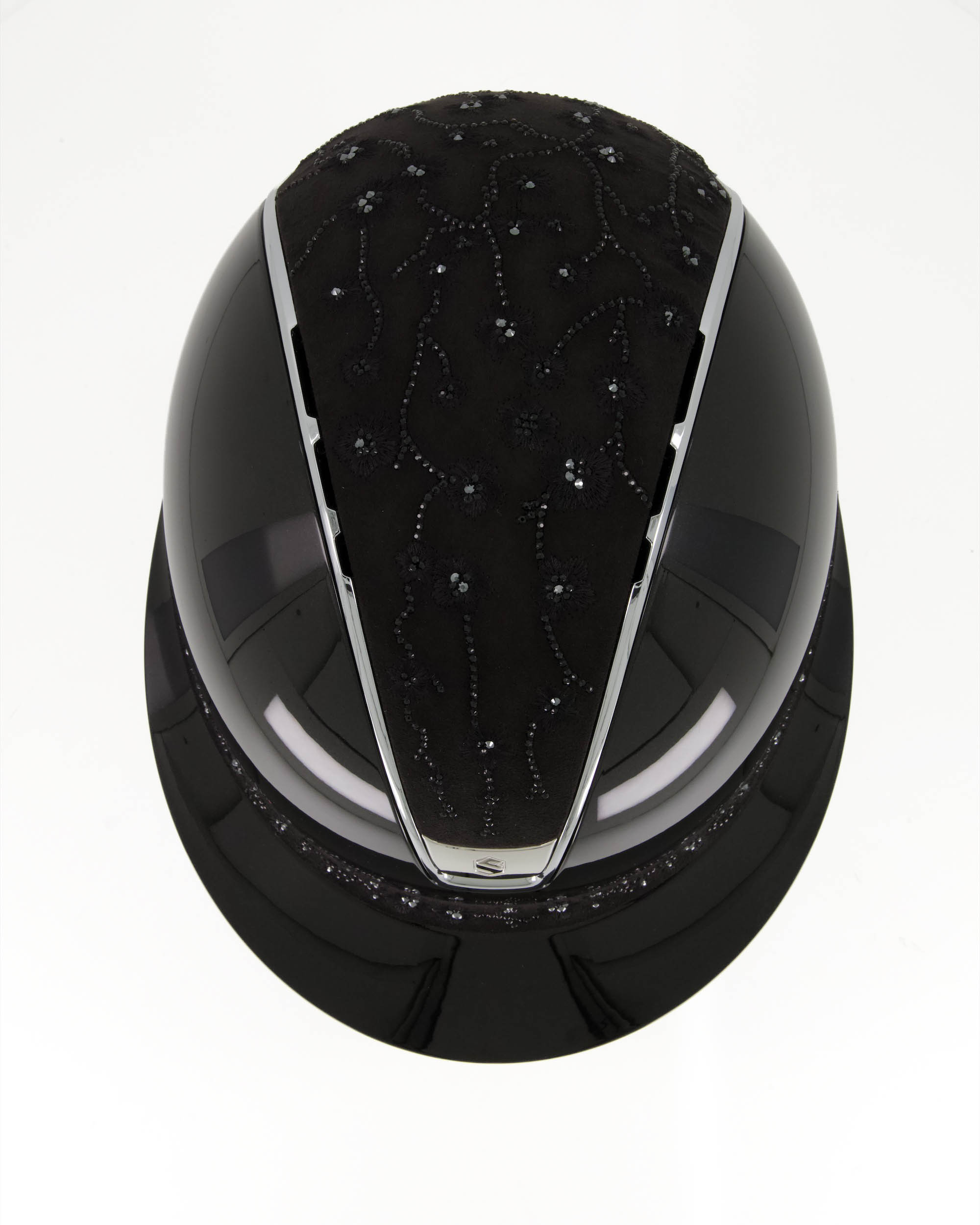 Reithelm 2.0 Miss Shield Shadowglossy black, Top u. Frontal Band Cherry Blossom, Trim und Blason Chrome Silver