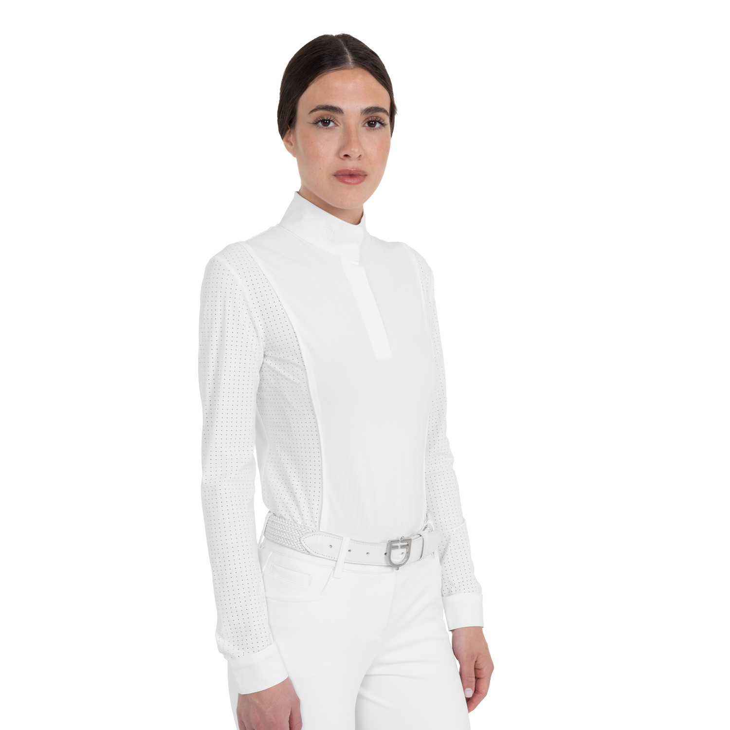 Perforiertes langärmliges Damen-Turnierpolo