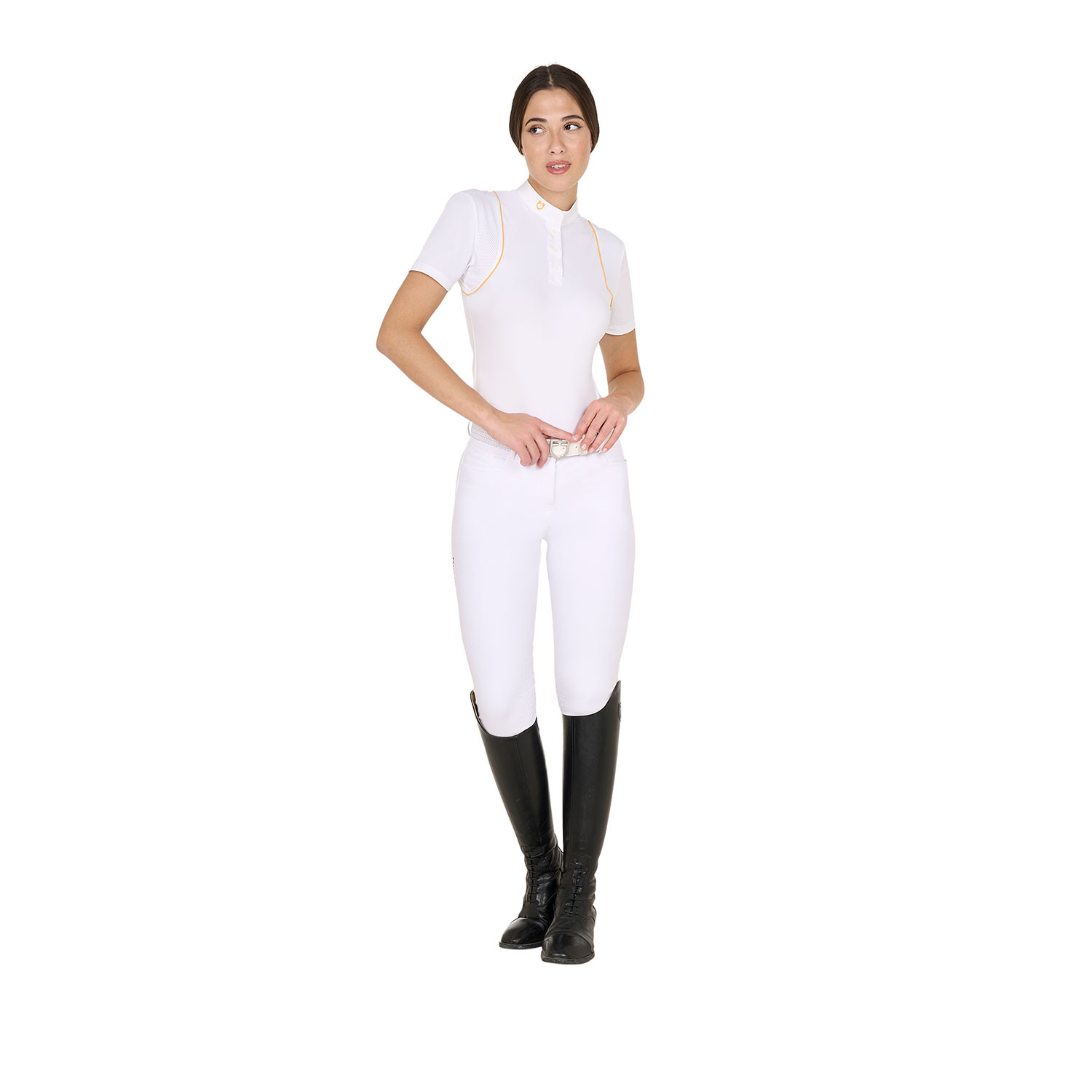 Schmal geschnittenes Damen-Turnierpoloshirt mit Knöpfen