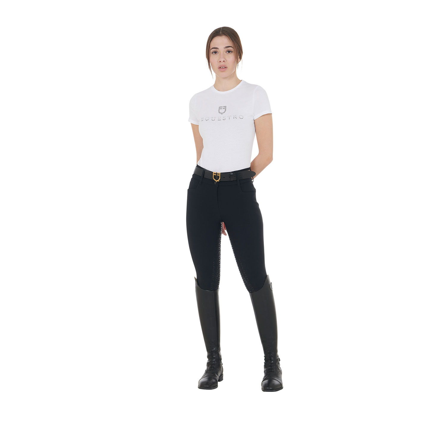 Damen-Reithose High Waist mit Vollbesatz