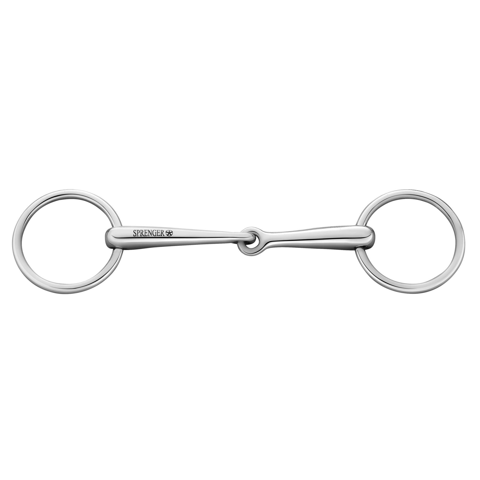 Stainless steel snaffle bit, single broken, 14 mm