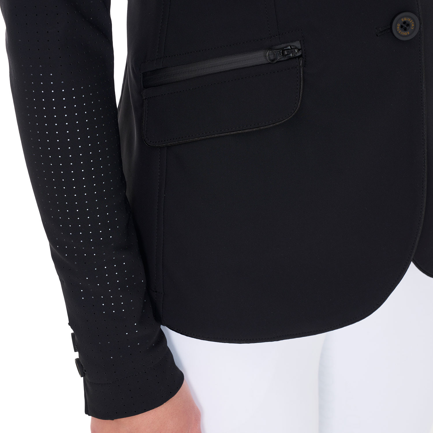 Damen-Turnierjacke mit drei Knöpfen aus perforiertem Stoff
