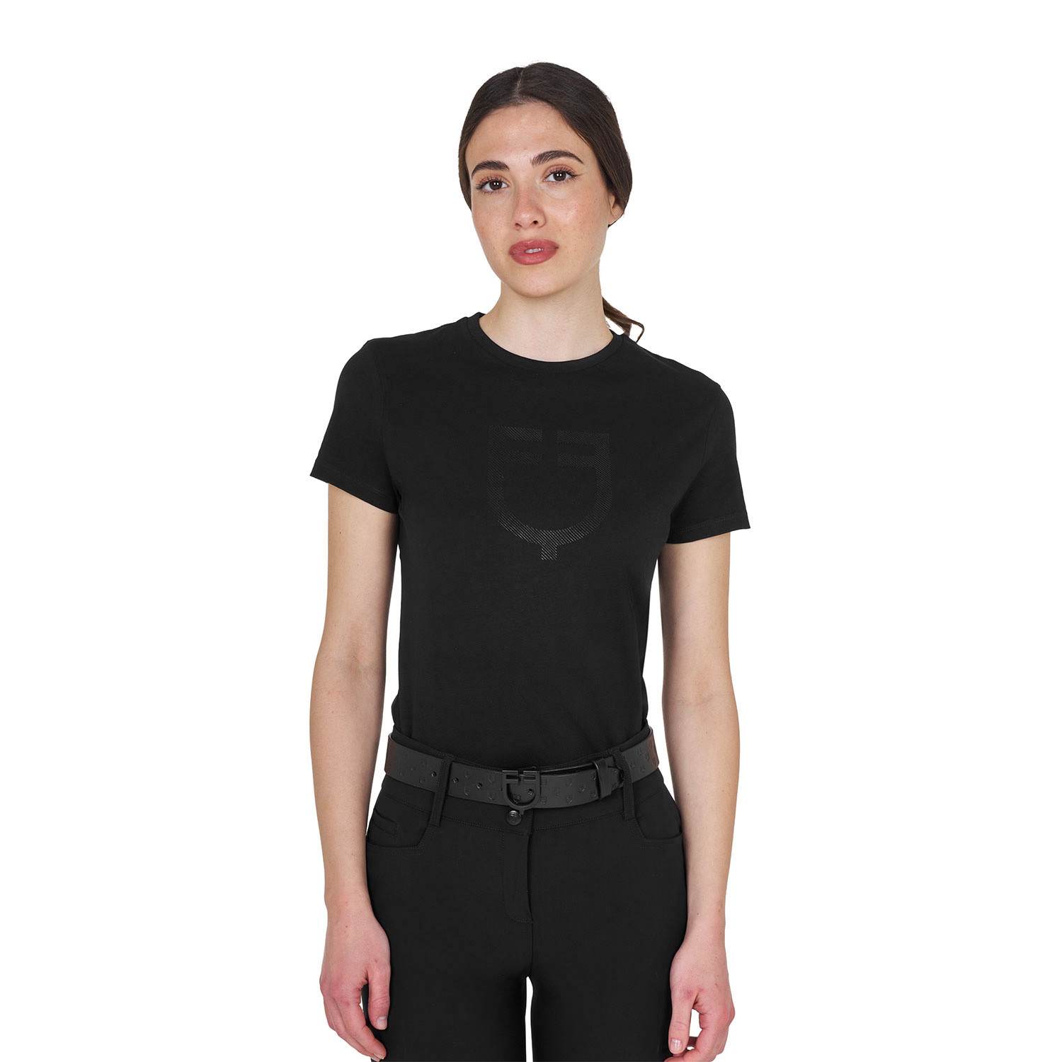 Basic T-Shirt mit tonalem Glanzlogo