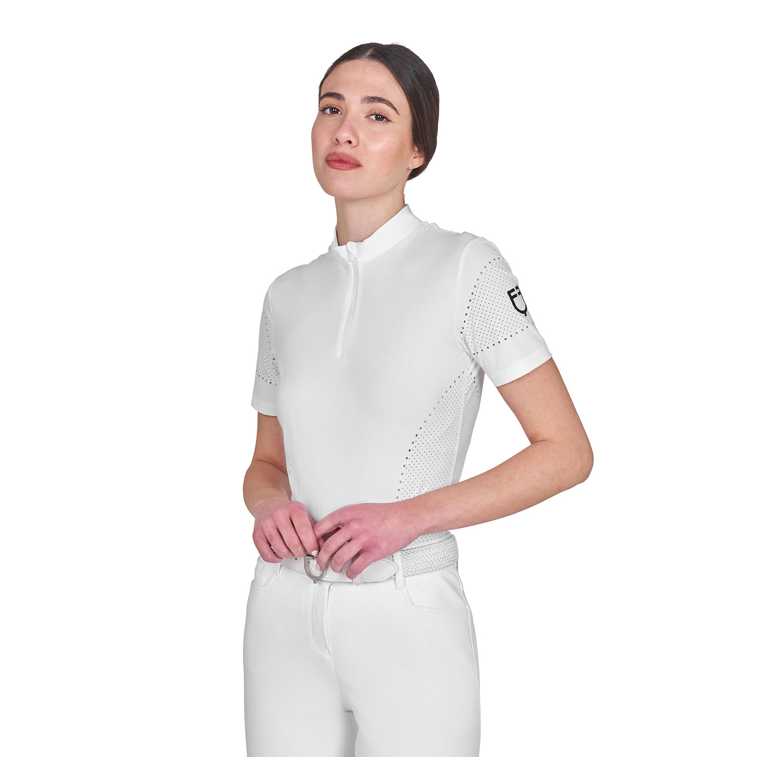 Damen-Trainingsshirt aus technischem Gewebe mit Mikrolöchern