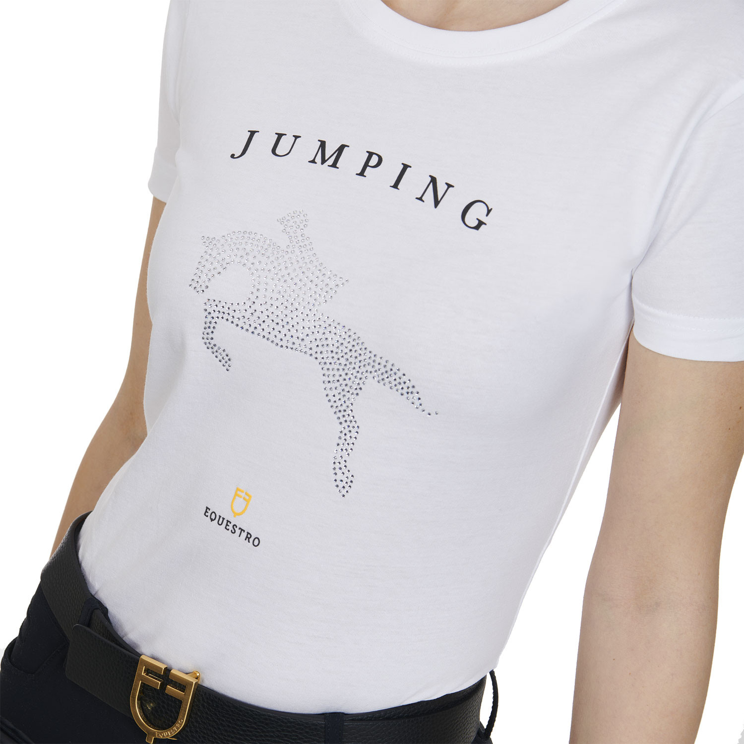 Schmal geschnittenes Damen-Spring-T-Shirt mit Strass