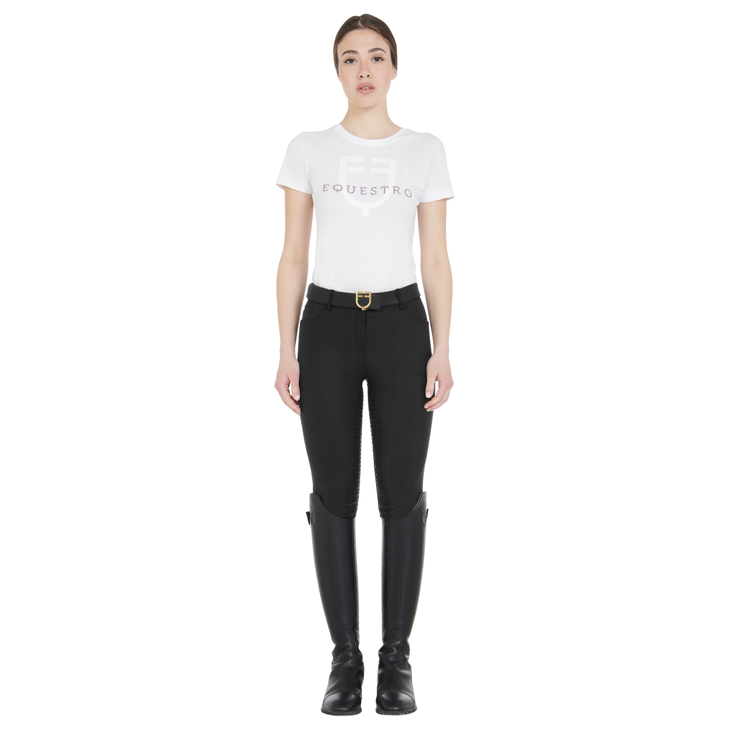 Damen-Vollbesatz-Reithose mit hohem Bund und Fleecefutter