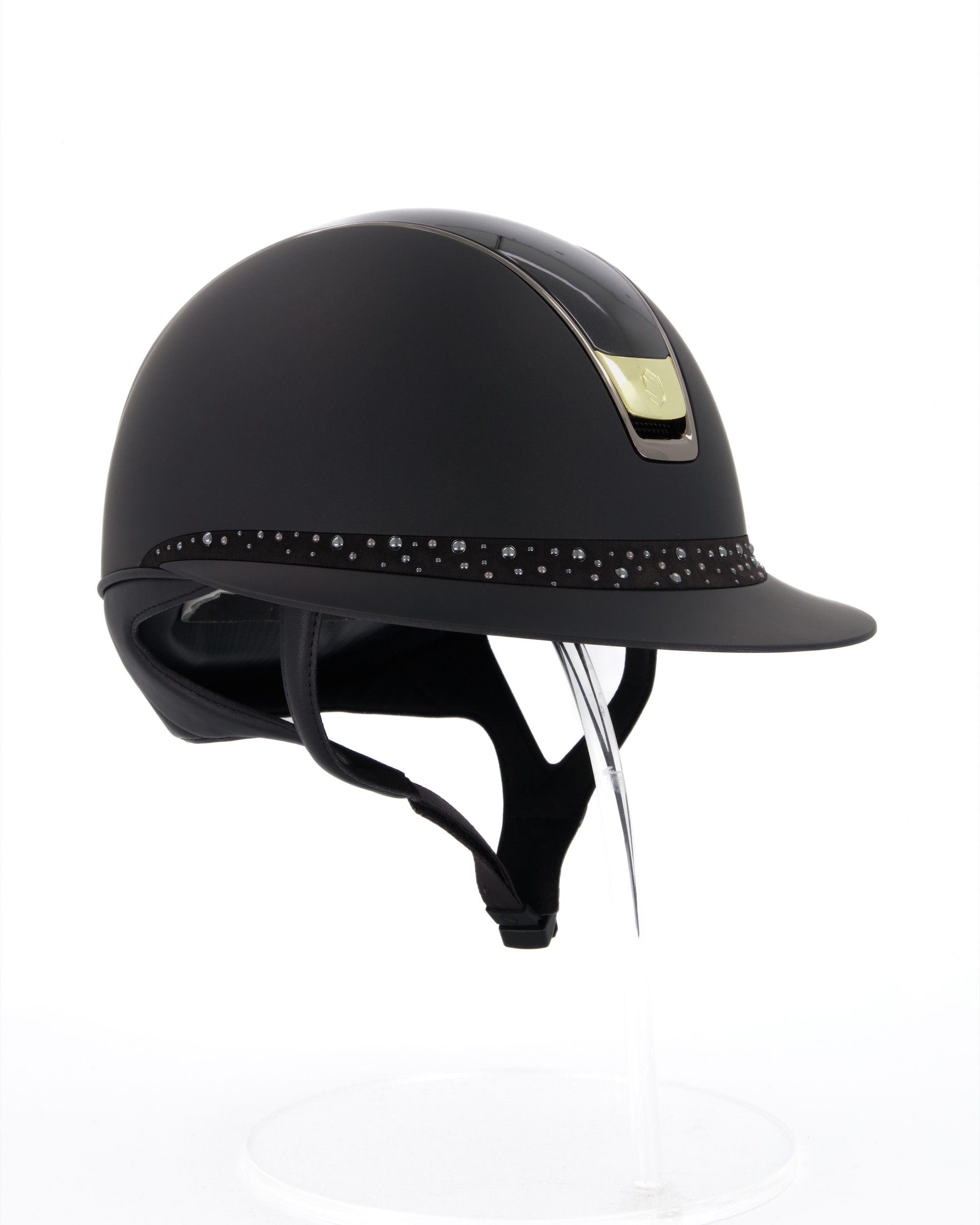 Reithelm 2.0 Miss Shield Shadowmatt black, Top Shadowglossy,Frontal Band Night Pearl, Trim Chrome Black, Blason Chrome Gold