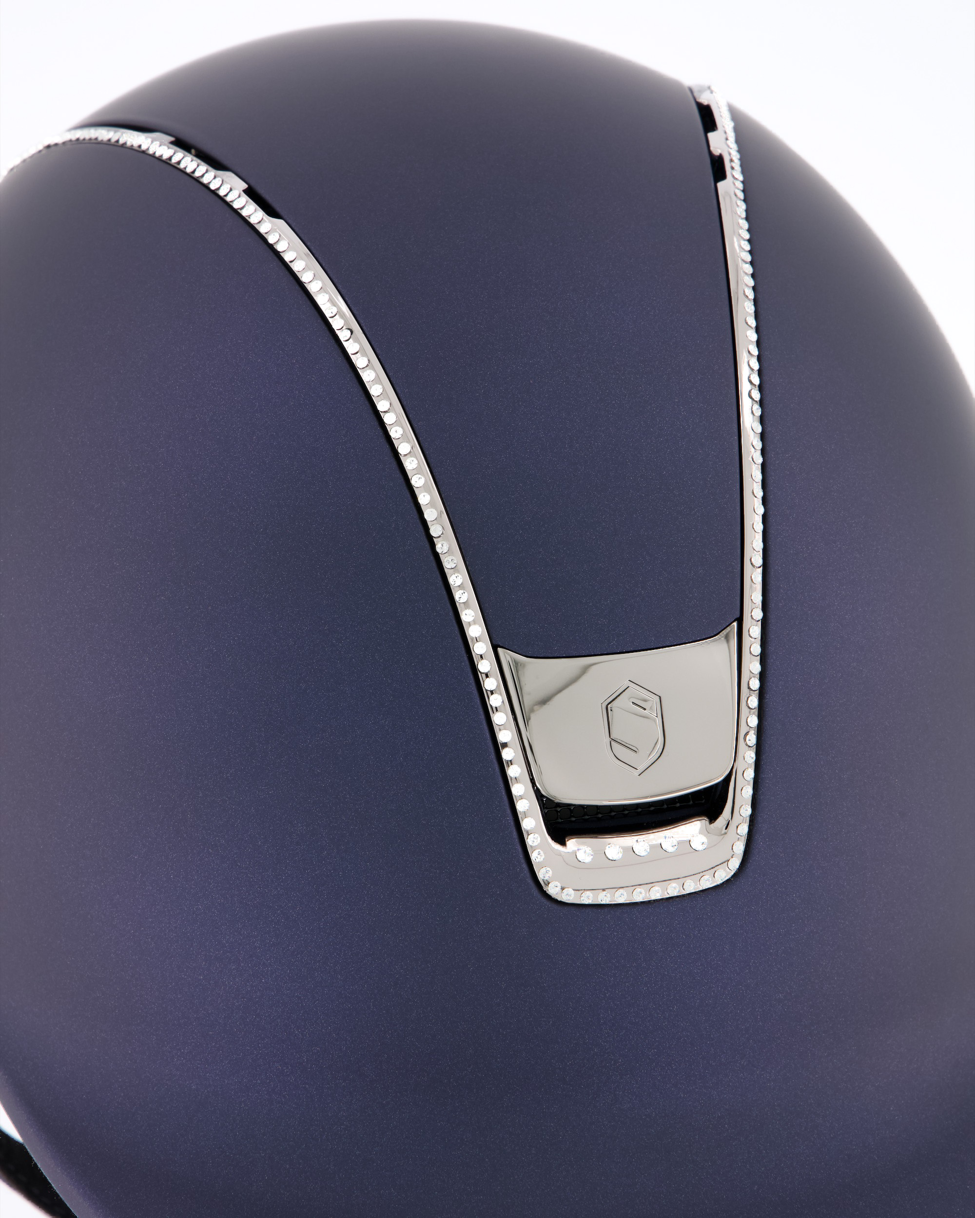 Reithelm 2.0 Shadowmatt Black Chrome 300 Swarovski in blau