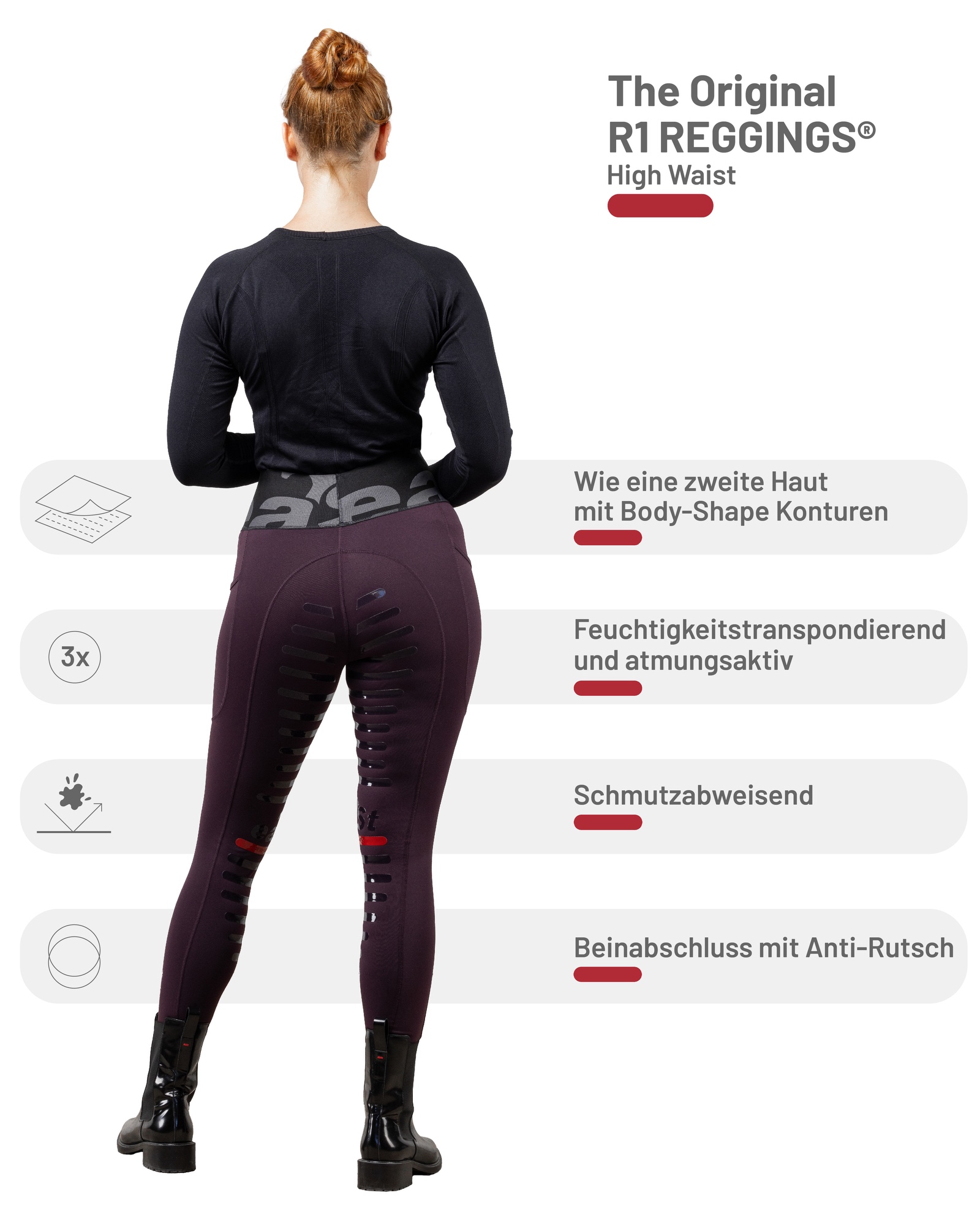 Ladies riding leggings REGGINGS® R1 Highwaist with full grip