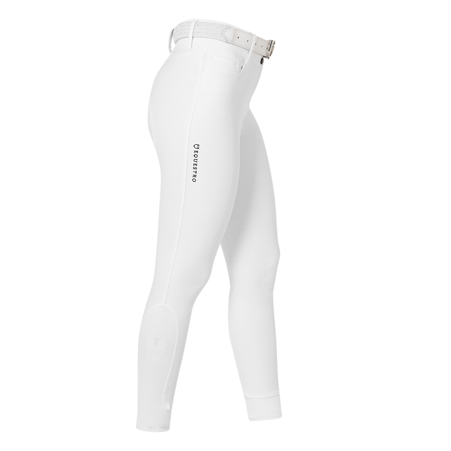 Damen-Reithose mit hohem Bund, Kniebesatz und Fleecefutter